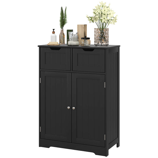 Bathroom Cabinet, Bathroom Storage Cabinet with 2 Drawers, Adjustable Shelf for Living Room, Entryway, Black Bathroom Cabinets   at Gallery Canada