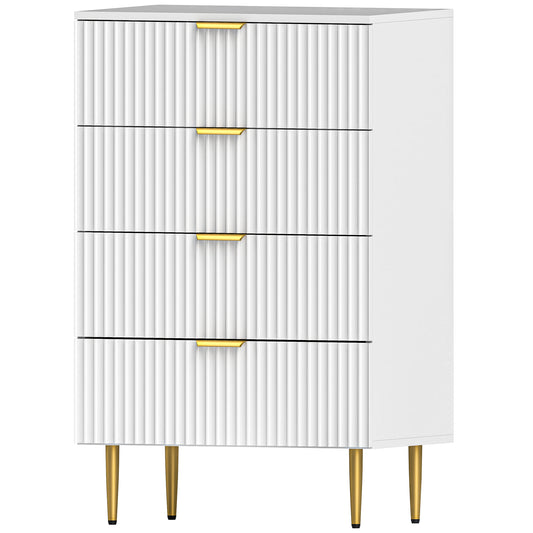 Modern Chest of Drawers 4 Drawer Dresser for Bedroom with Gold Legs and Handles, White Storage Cabinets at Gallery Canada