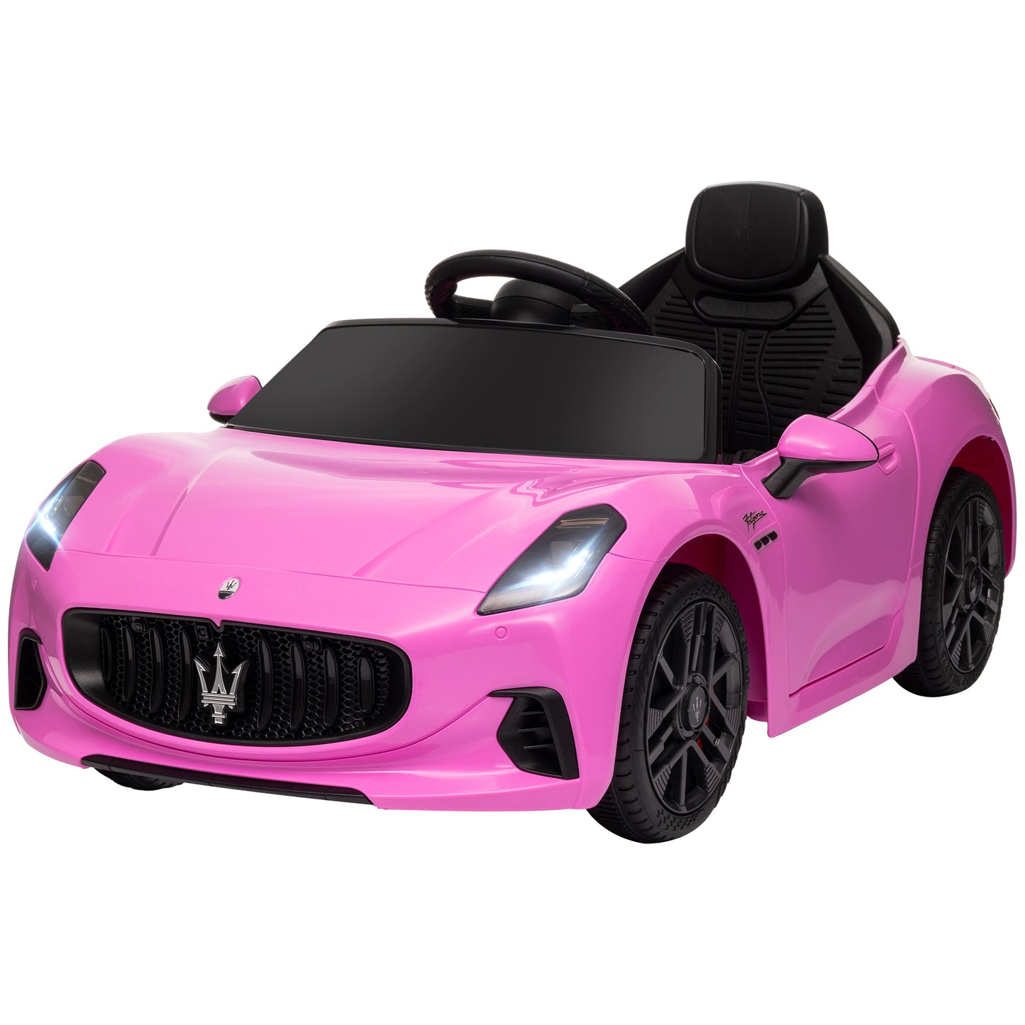 12V Maserati Gran Turismo Licensed Kids Electric Car w/ Remote Control, Soft Start, LED Lights, Music, Horn, MP3, Pink Electric Toy Cars   at Gallery Canada