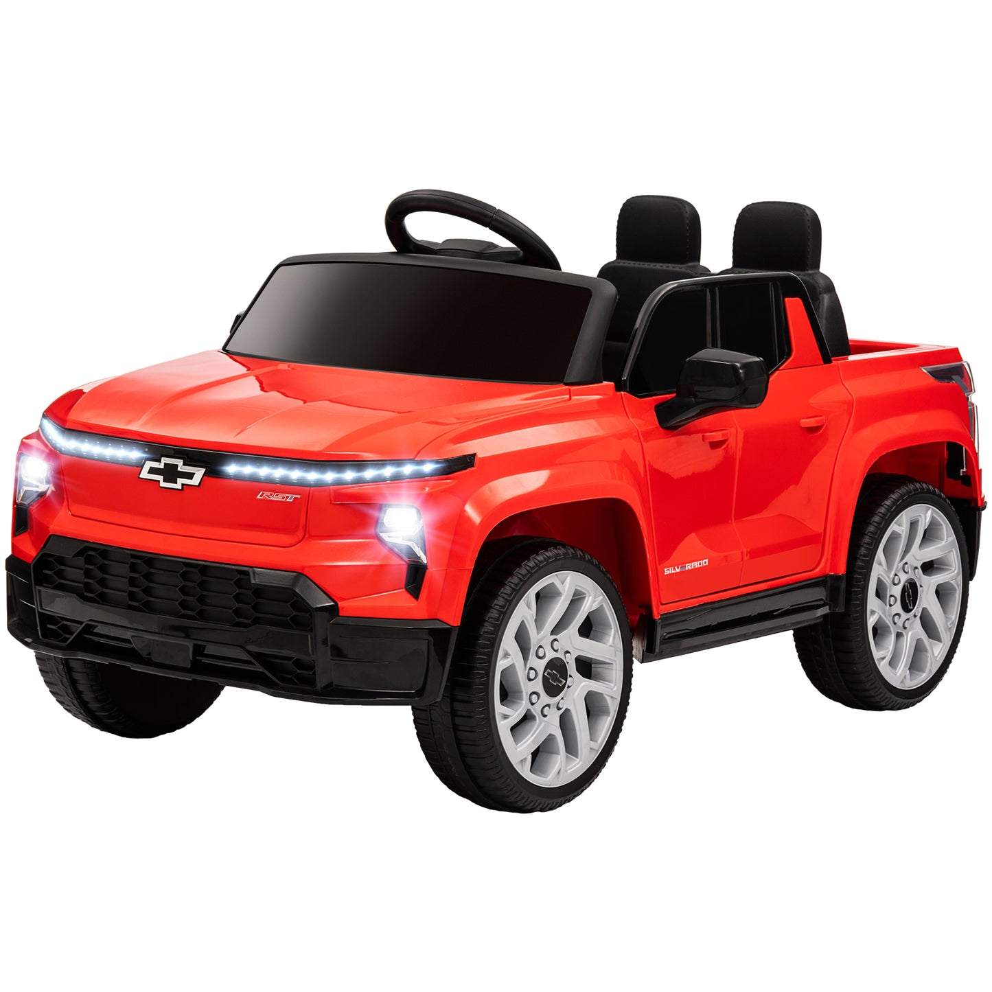 12V CHEVROLET SILVERADO EV RST Licensed Kids Car w/ Remote, Spring Suspension, Soft Start, Training Wheels, Red Electric Toy Cars   at Gallery Canada