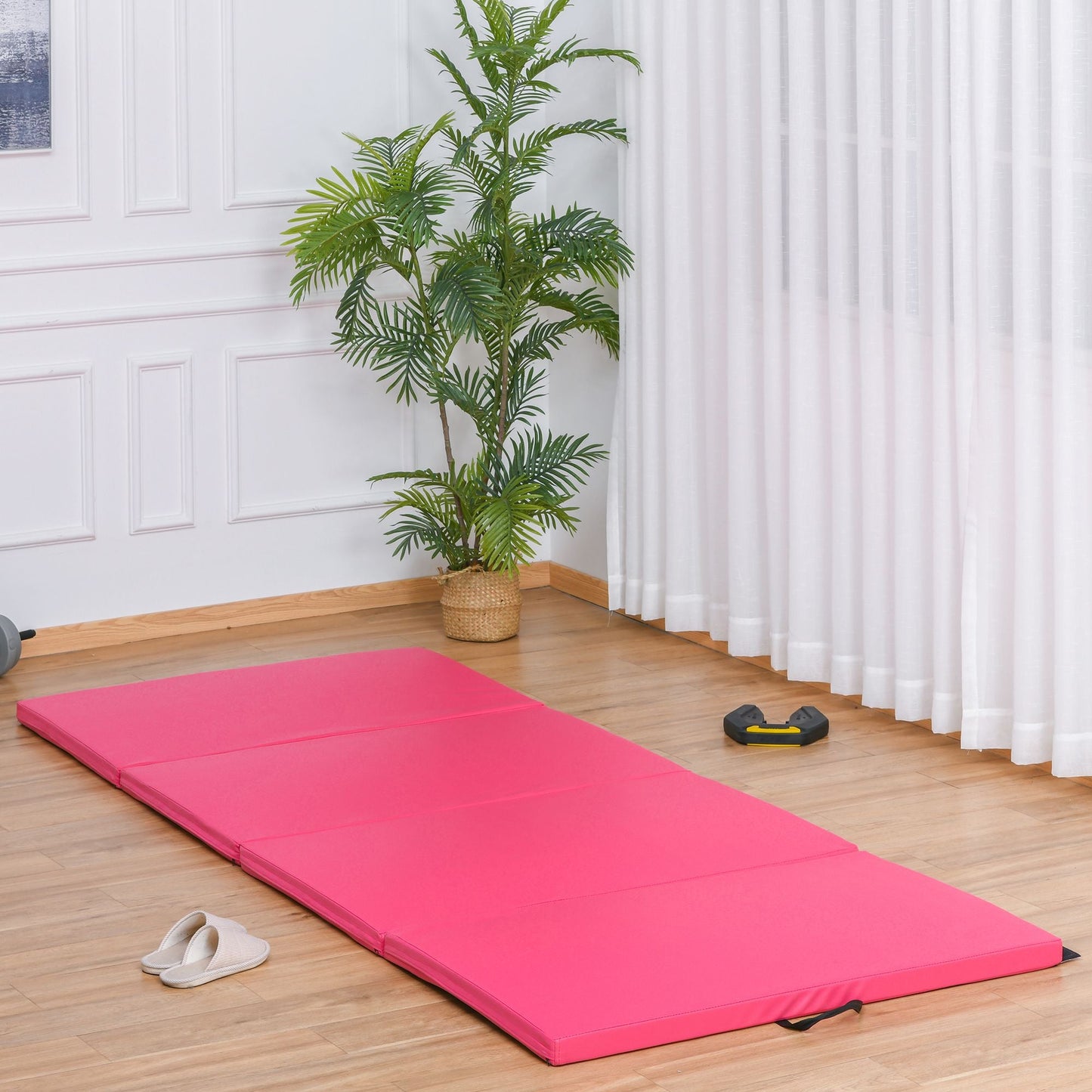 4'x10'x2'' Folding Gymnastics Tumbling Mat, Exercise Mat with Carrying Handles for Yoga, MMA, Martial Arts, Stretching, Core Workouts, Pink Gymnastics Mats   at Gallery Canada