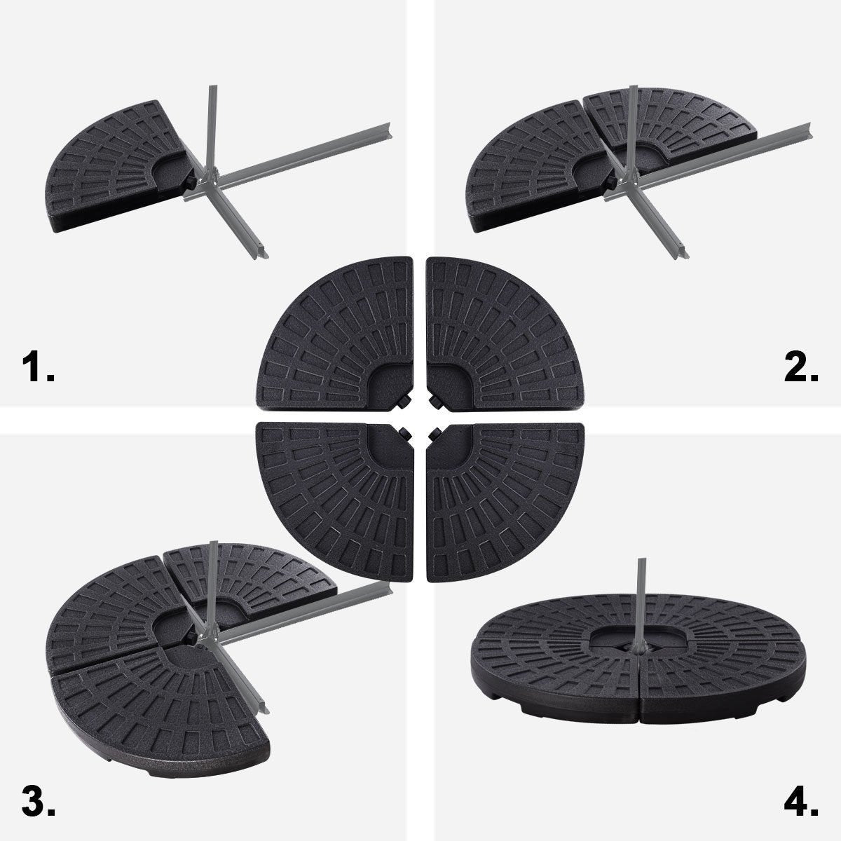 4 Pieces Round Cantilever Umbrella Base with Carry Handles for Garden, Black Outdoor Umbrella Bases   at Gallery Canada