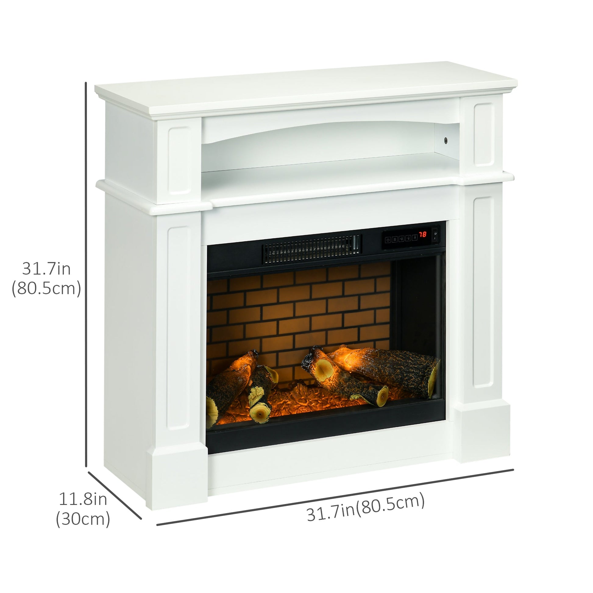 Electric Fireplace with Mantel, Freestanding Heater Corner Firebox with Remote Control, 700W/1400W, White Electric Fireplaces White  at Gallery Canada