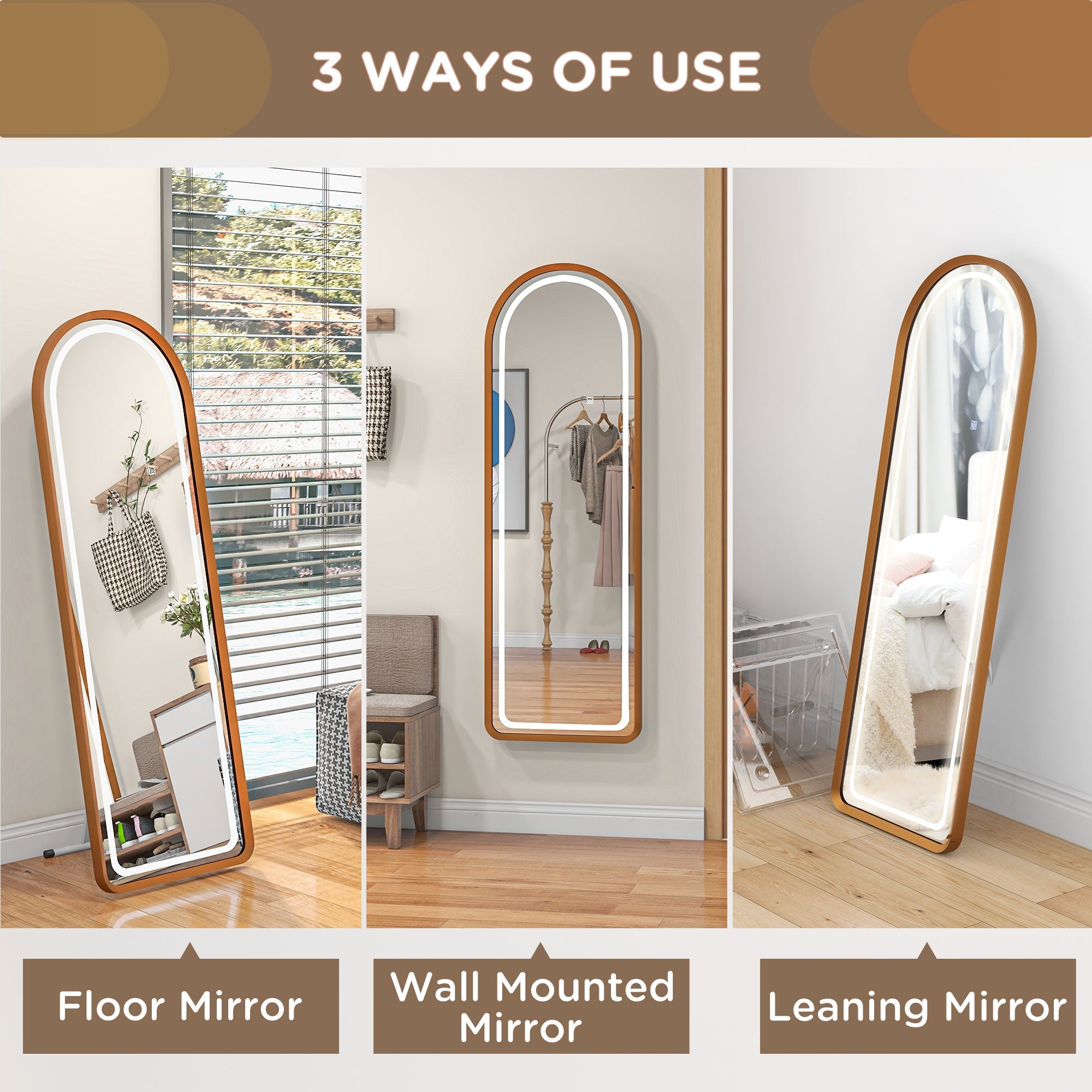 Standing Mirror with LED Lights, 58