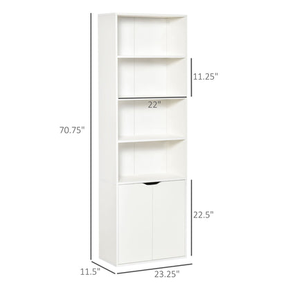 4-Tier Open Bookshelf with Doors Modern Home Office Bookcase Storage Cabinet for Living Room Bathroom Study, White White Bookshelves   at Gallery Canada