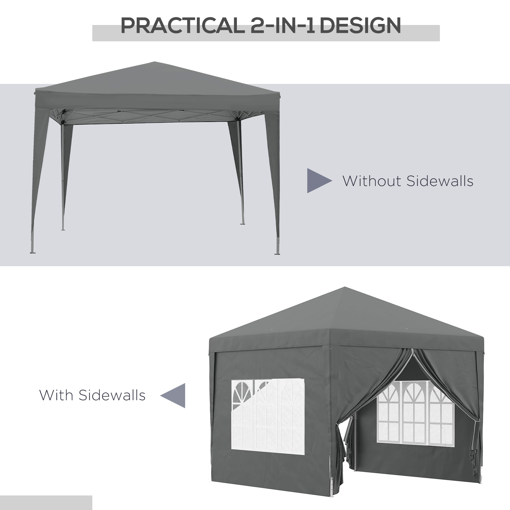 10'x10' Outdoor Pop Up Party Tent Wedding Gazebo Canopy with Carrying Bag (Dark Grey) Pop Up Canopies at Gallery Canada