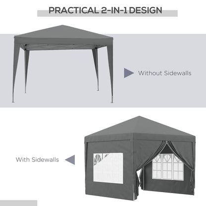 10'x10' Outdoor Pop Up Party Tent Wedding Gazebo Canopy with Carrying Bag (Dark Grey) Pop Up Canopies at Gallery Canada