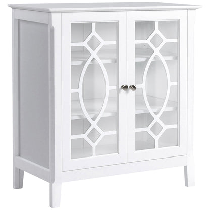 Sideboard Display Cabinet with Double Framed Glass Doors, 2 Adjustable Shelves, and Elevated Base, White Bar Cabinets White  at Gallery Canada