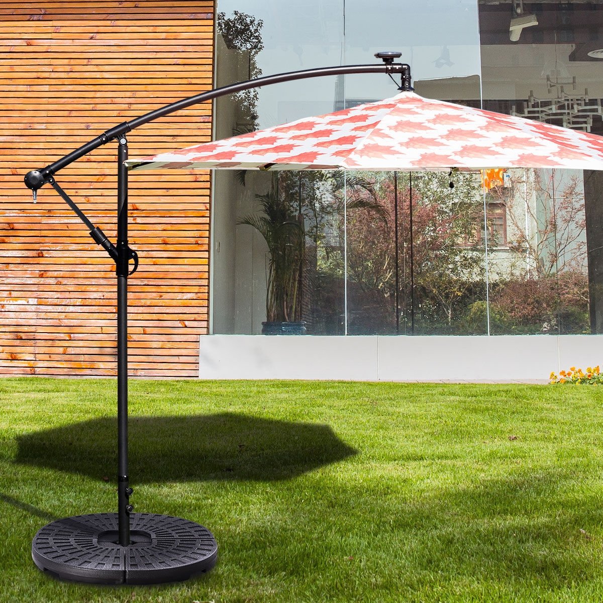 4 Pieces Round Cantilever Umbrella Base with Carry Handles for Garden, Black Outdoor Umbrella Bases   at Gallery Canada