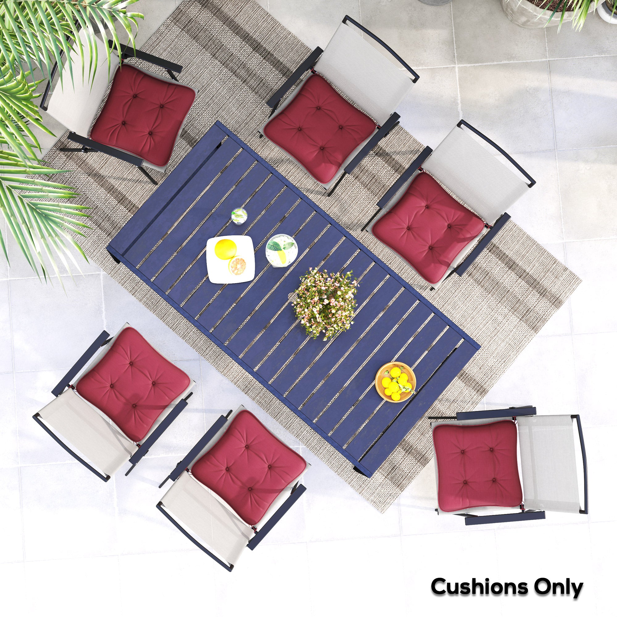 6-Piece Seat Cushion Replacement, Outdoor Patio Chair Cushions Set with Ties, Button Tufted, Wine Red Patio Chair Cushions at Gallery Canada