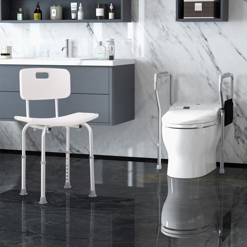 Height Adjustable Shower Chair & Toilet Safety Rail Set for Seniors, Multi Colour