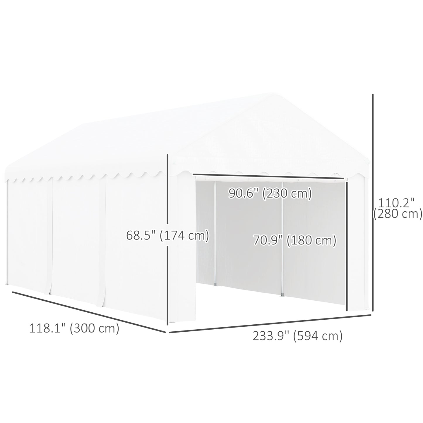 10 x 20ft Portable Garage Heavy Duty Carport with 2 Roll-up Doors and Removable Sidewalls for Car, Truck, Boat, White Car Shelters at Gallery Canada