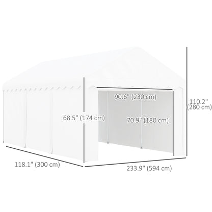 10 x 20ft Portable Garage Heavy Duty Carport with 2 Roll-up Doors and Removable Sidewalls for Car, Truck, Boat, White Car Shelters at Gallery Canada