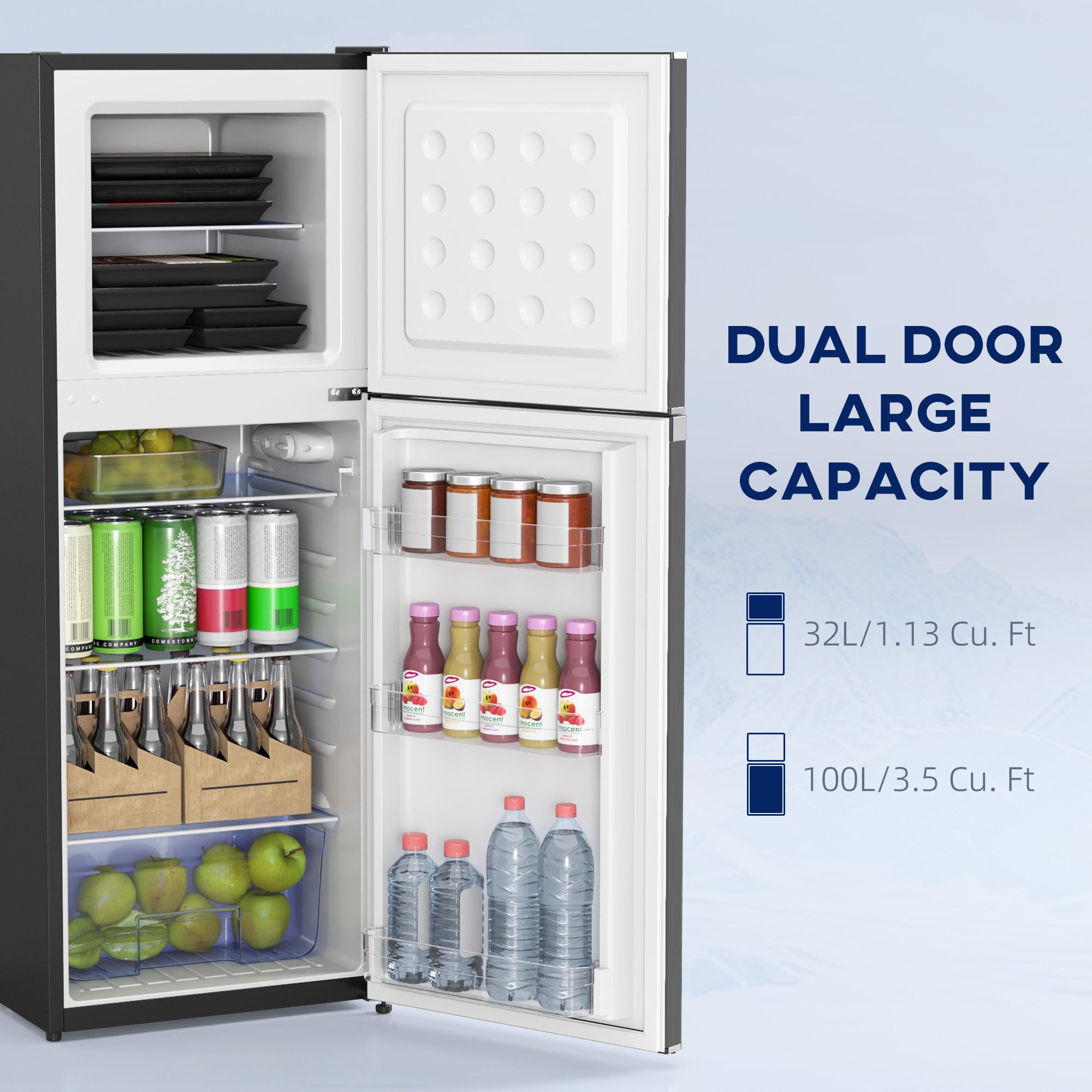 Double Door Mini Fridge with Freezer, 4.6 Cu.Ft Small Refrigerator with Thermostat, Shelves, Reversible Door, Black Small Kitchen Appliances at Gallery Canada