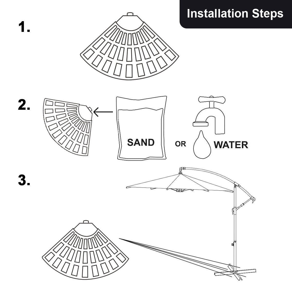 4 Pieces Round Cantilever Umbrella Base with Carry Handles for Garden, Black Outdoor Umbrella Bases   at Gallery Canada