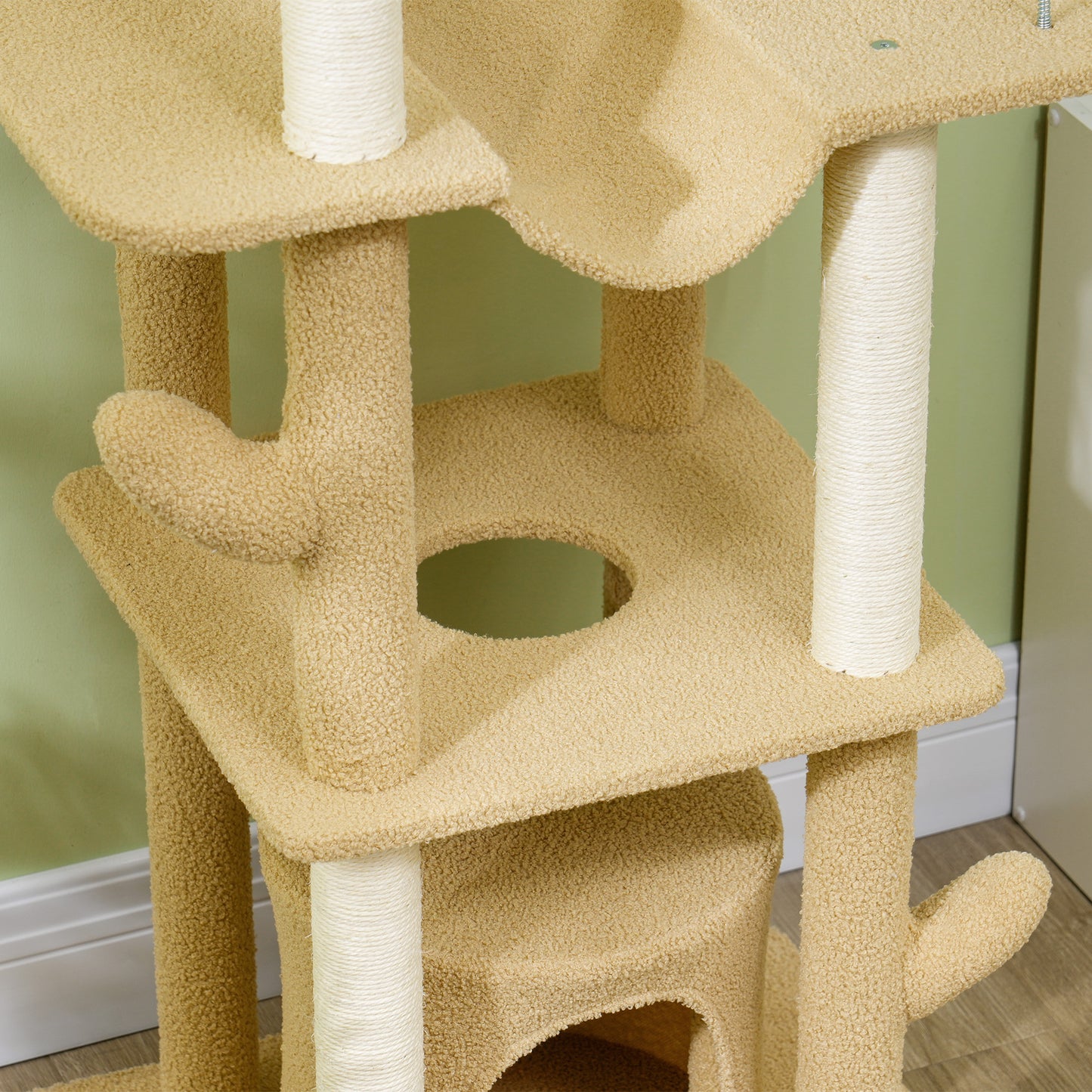 89"-100" Floor to Ceiling Cat Tree Cat Tower for Large Cats w/ Scratching Posts, Grooming Brush Post, Cat Condo, Brown Floor to Ceiling Cat Trees   at Gallery Canada