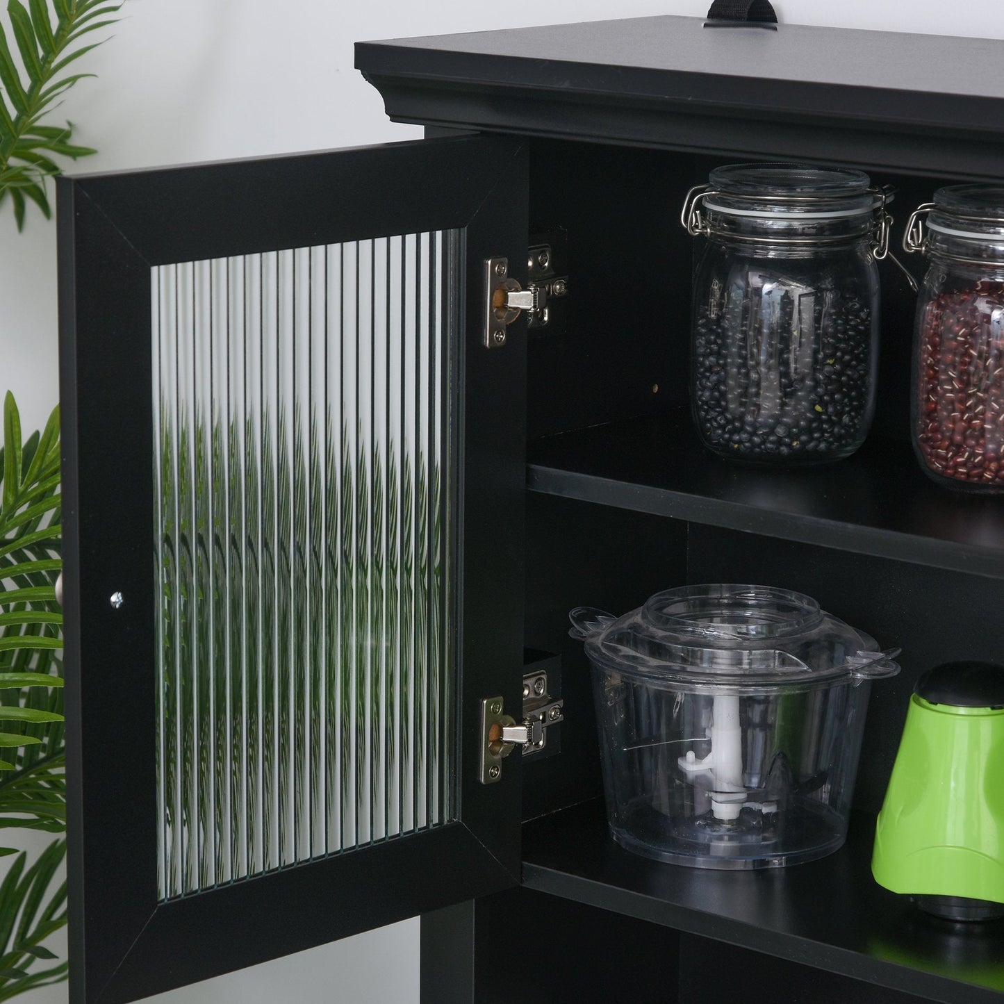 Tall Colonial Style Kitchen Pantry Storage Cabinet W/ Adjustable Shelves Black Kitchen Pantry Cabinets   at Gallery Canada