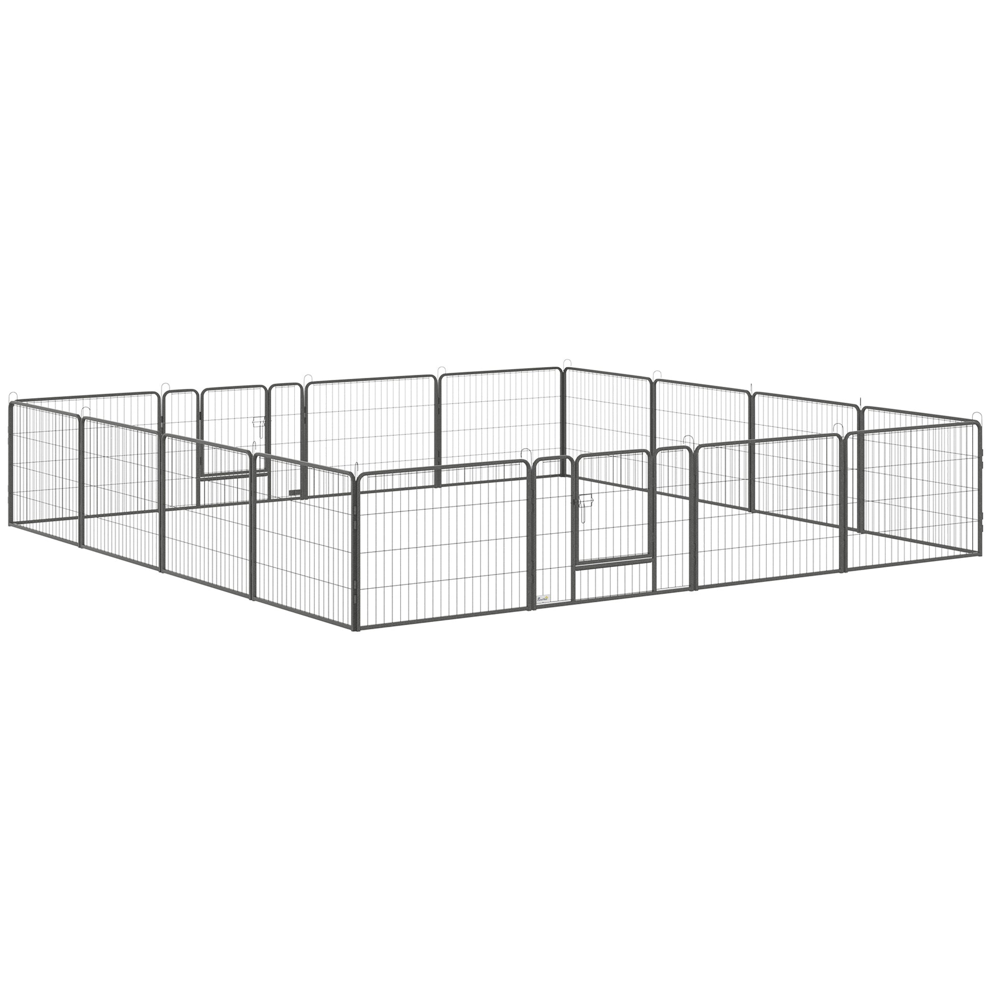 Heavy Duty Dog Playpen, 16 Panels Pet Playpen Dog Fence, Portable Puppy Exercise Pen, with 2 Doors Locking Latch, Outdoor or Indoor Use 23.5" Height Houses, Kennels & Pens Grey at Gallery Canada