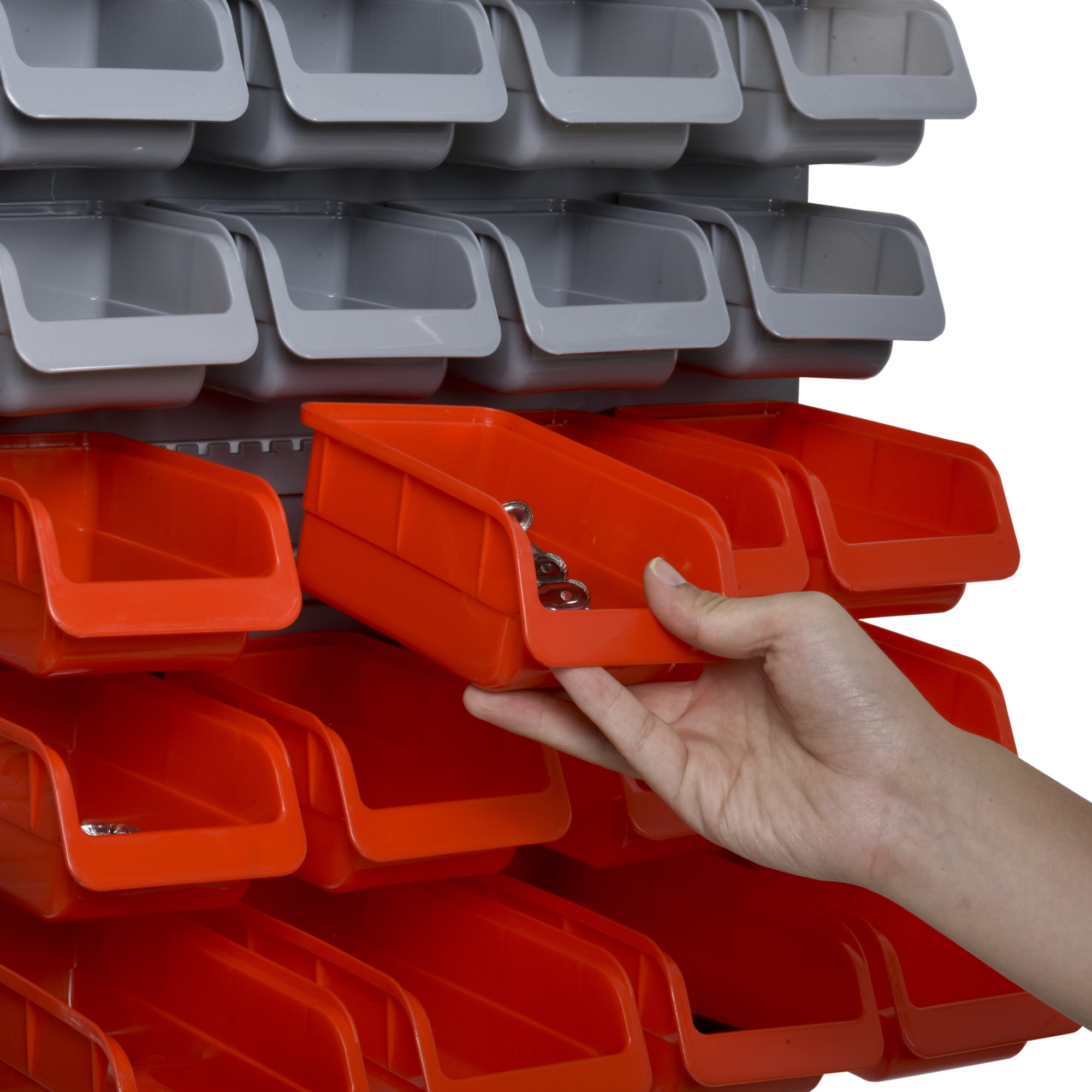 44PC Wall Mounted Storage Bins Parts Rack Kit with Storage Bins, Pegboard and Hooks, Garage Plastic Organizer, Red Tool Organizers   at Gallery Canada