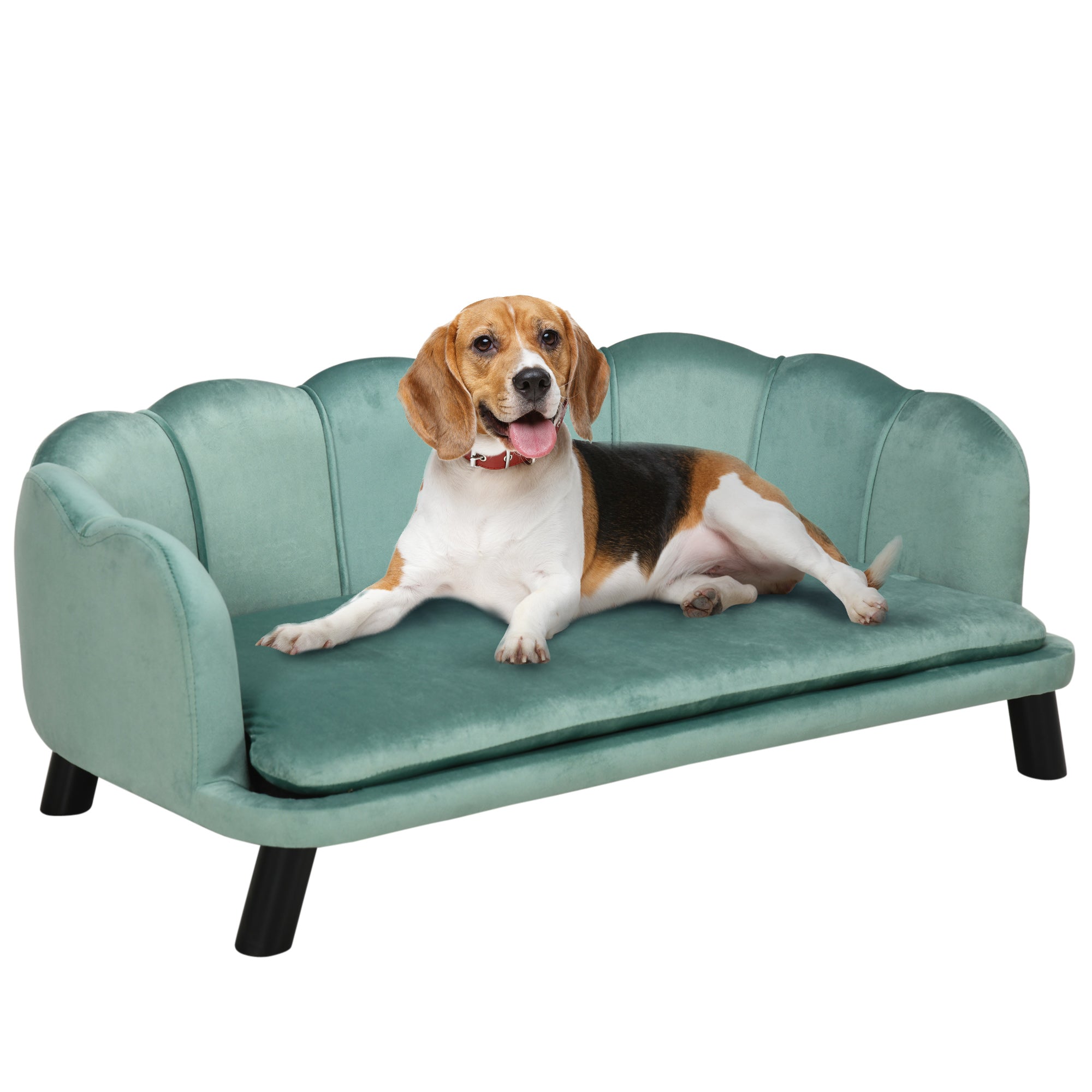 Dog Sofa with Removable Cushion Wood Legs for Medium and Large Dogs, Green Dog Sofas at Gallery Canada