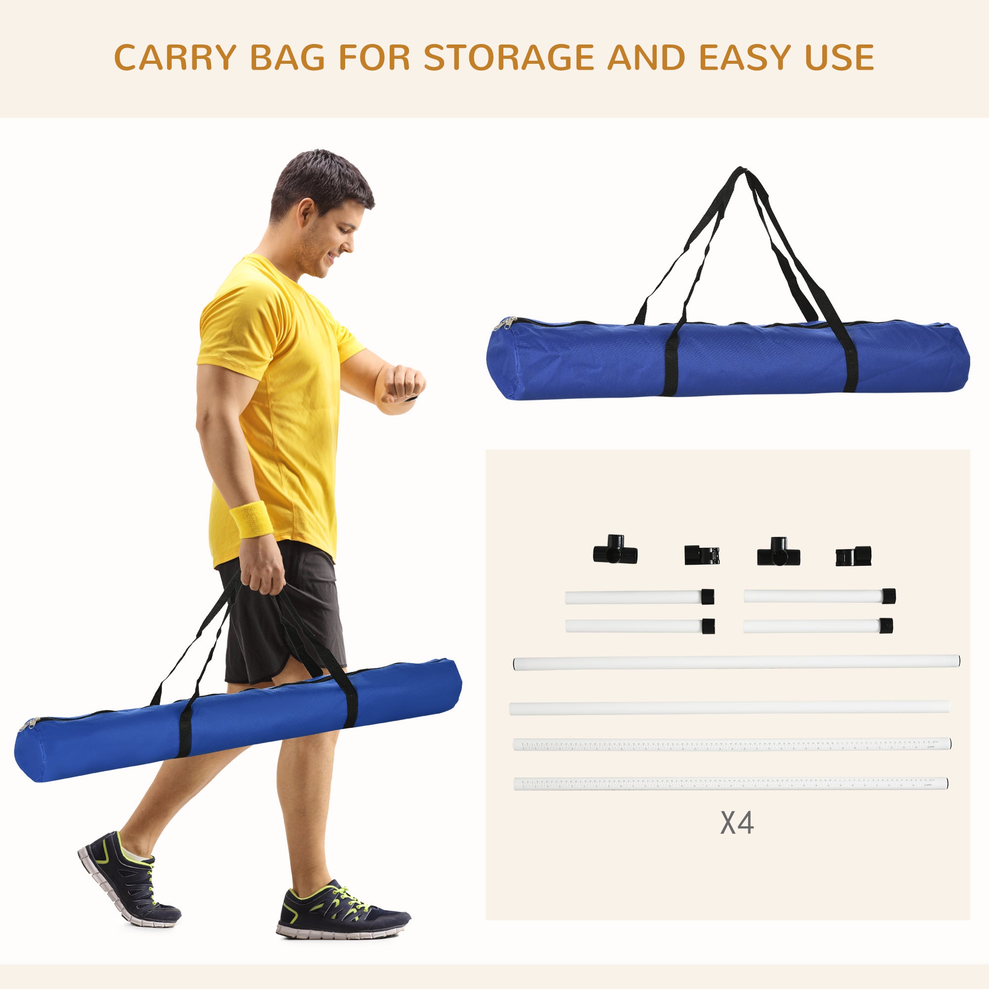 Set of 4 Dog Agility Training Equipment Adjustable Jump Bar Pet Exercise Kit with Carrying Bag (White) Dog Agility Training Equipment at Gallery Canada