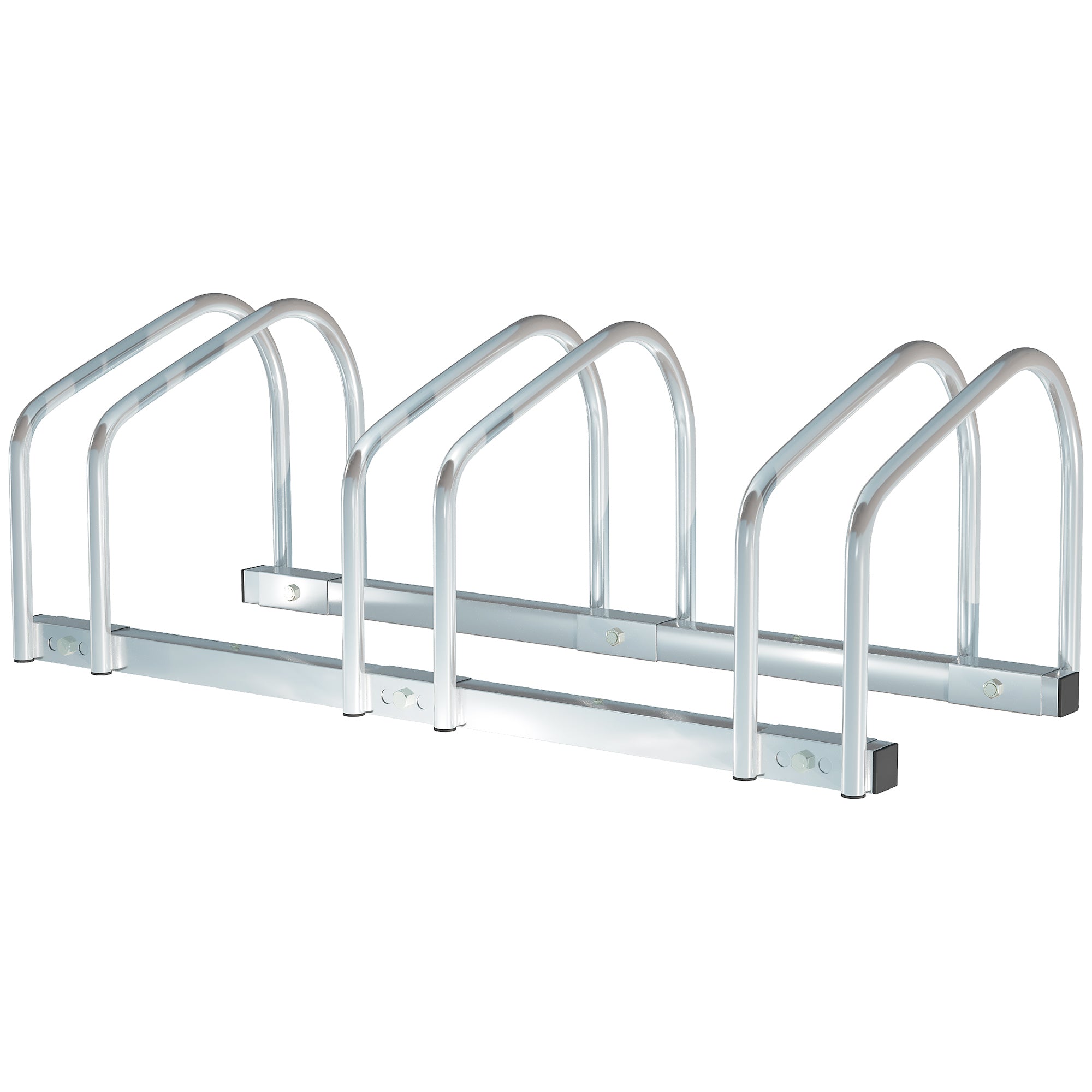 3-Bike Bicycle Floor Parking Rack Cycling Storage Stand Ground Mount Garage Organizer for Indoor and Outdoor Use Silver Bike Parking Stands Silver  at Gallery Canada