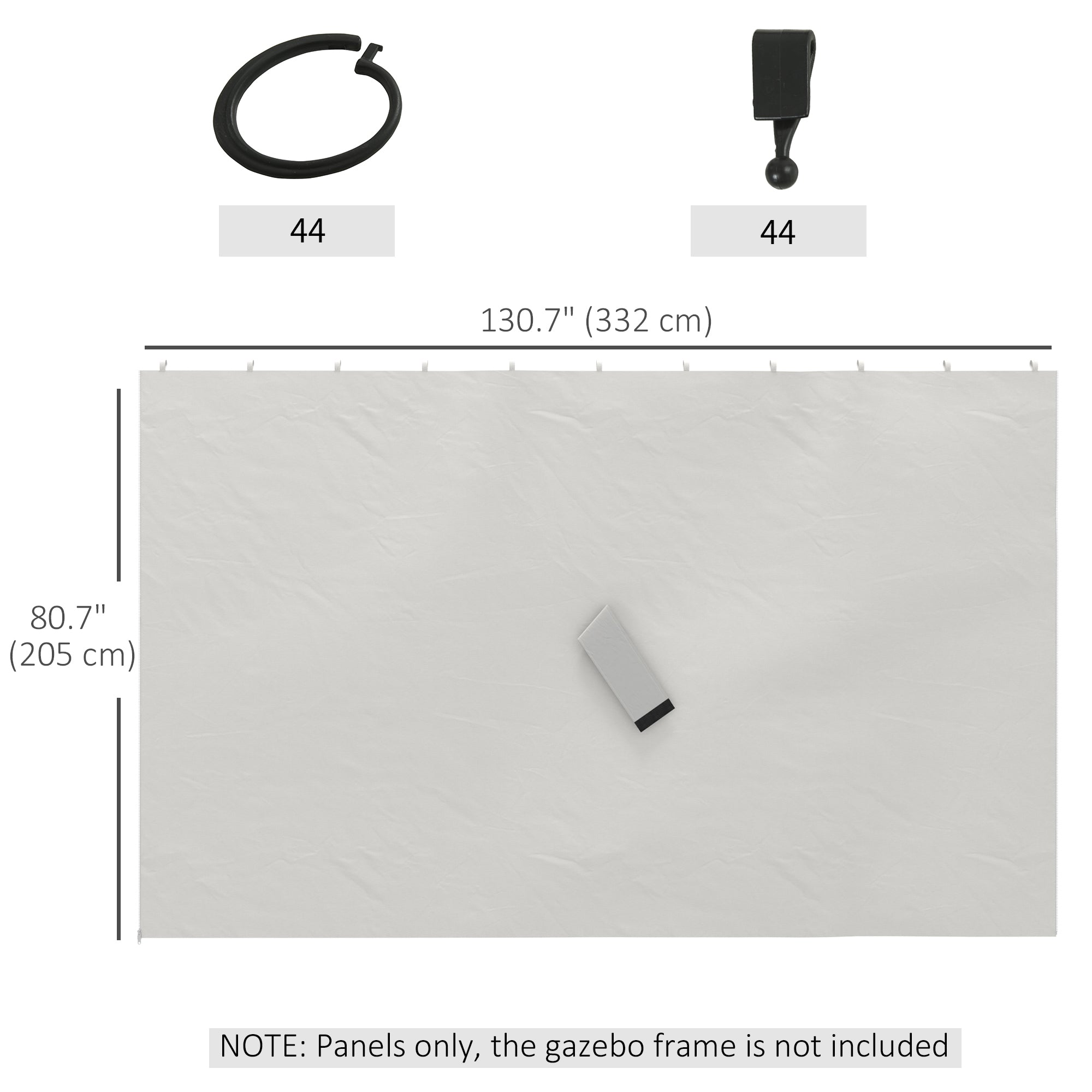 Gazebo Replacement Sidewalls 4-Panel Privacy Wall for 10' x 12' Canopy, Outdoor Shelter Curtains Accessories Light Grey Gazebo Sidewalls   at Gallery Canada