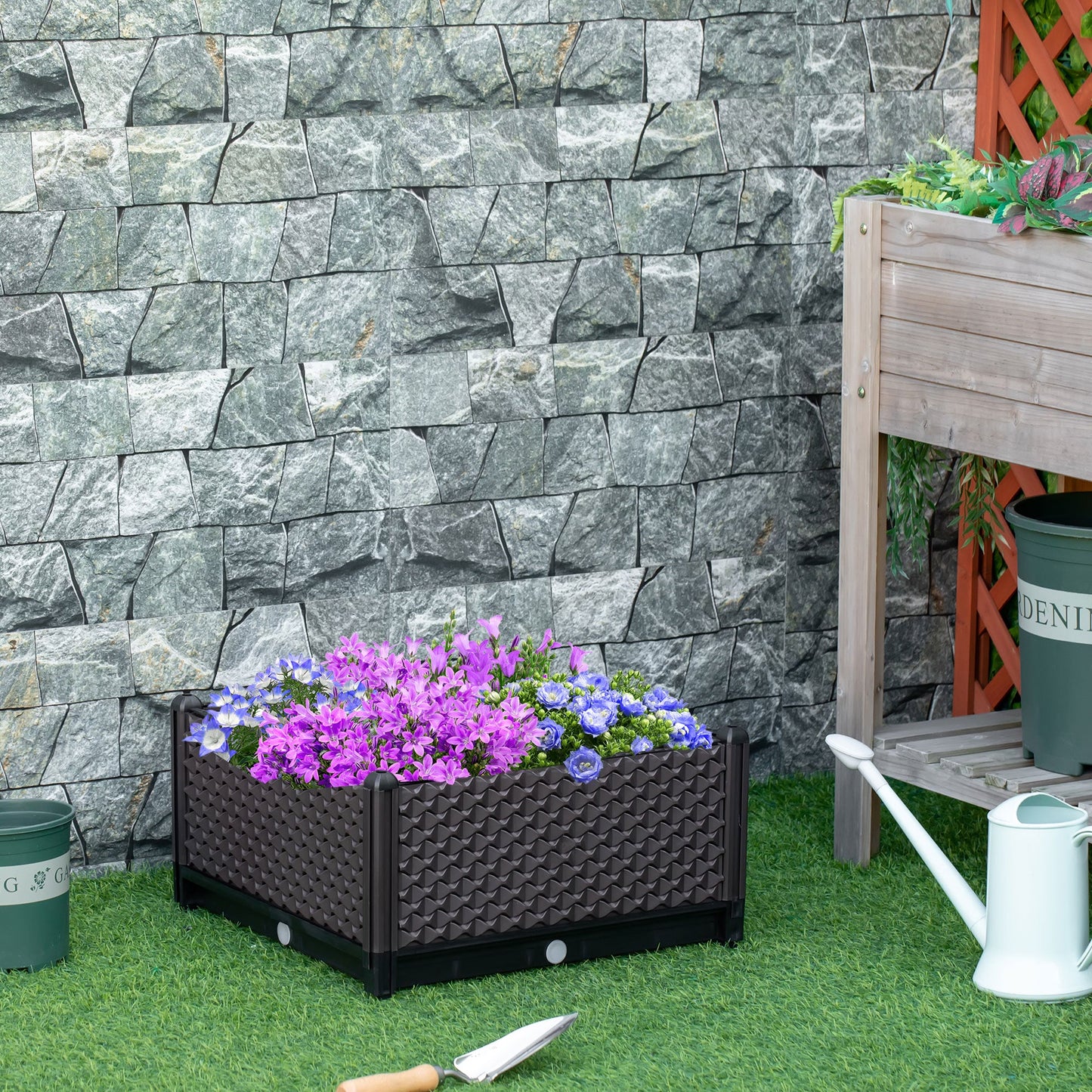 Plastic Garden Raised Bed, Elevated Planter Box, Flower Vegetables Planting Container with Self-Watering Design and Drainage Holes Elevated Garden Beds   at Gallery Canada