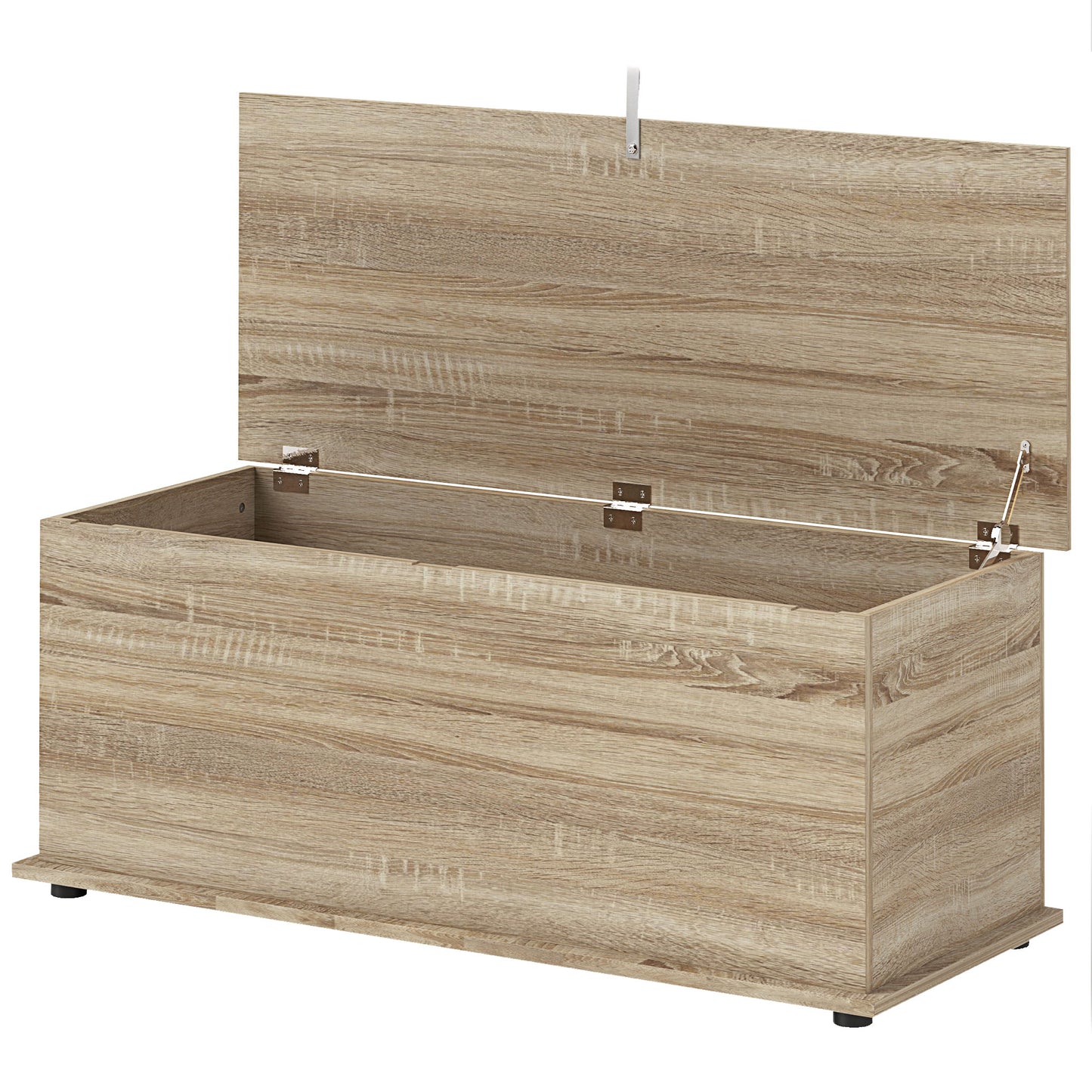 39.5" Storage Chest with 2 Safety Hinges, Storage Box Organizer with Flip-Top Lid, Entryway Storage Bench, Oak Storage Ottomans & Benches at Gallery Canada