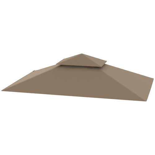 BBQ Gazebo Canopy Replacement Roof, 5' x 8' Grill Gazebo Roof with UPF50+ Double Tiered Top Cover, Khaki