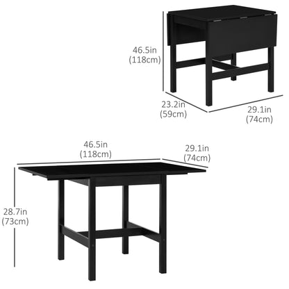 Foldable Solid Wood Dining Table, Drop Leaf Table for Small Spaces, Folding Table for Kitchen, Dining Room, Black Bar Tables & Dining Tables   at Gallery Canada