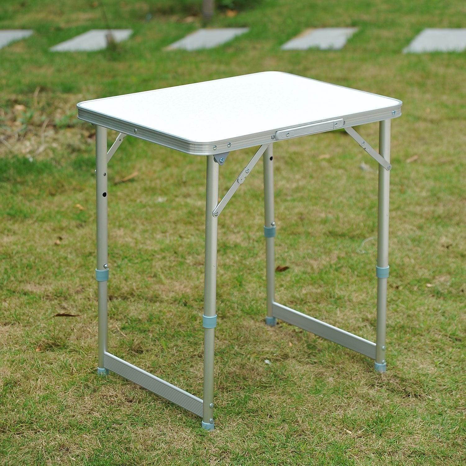Folding Adjustable Patio Picnic Table Portable Camping Dining Lunch Table Aluminum Frame Silver Picnic Tables & Camping Chairs at Gallery Canada