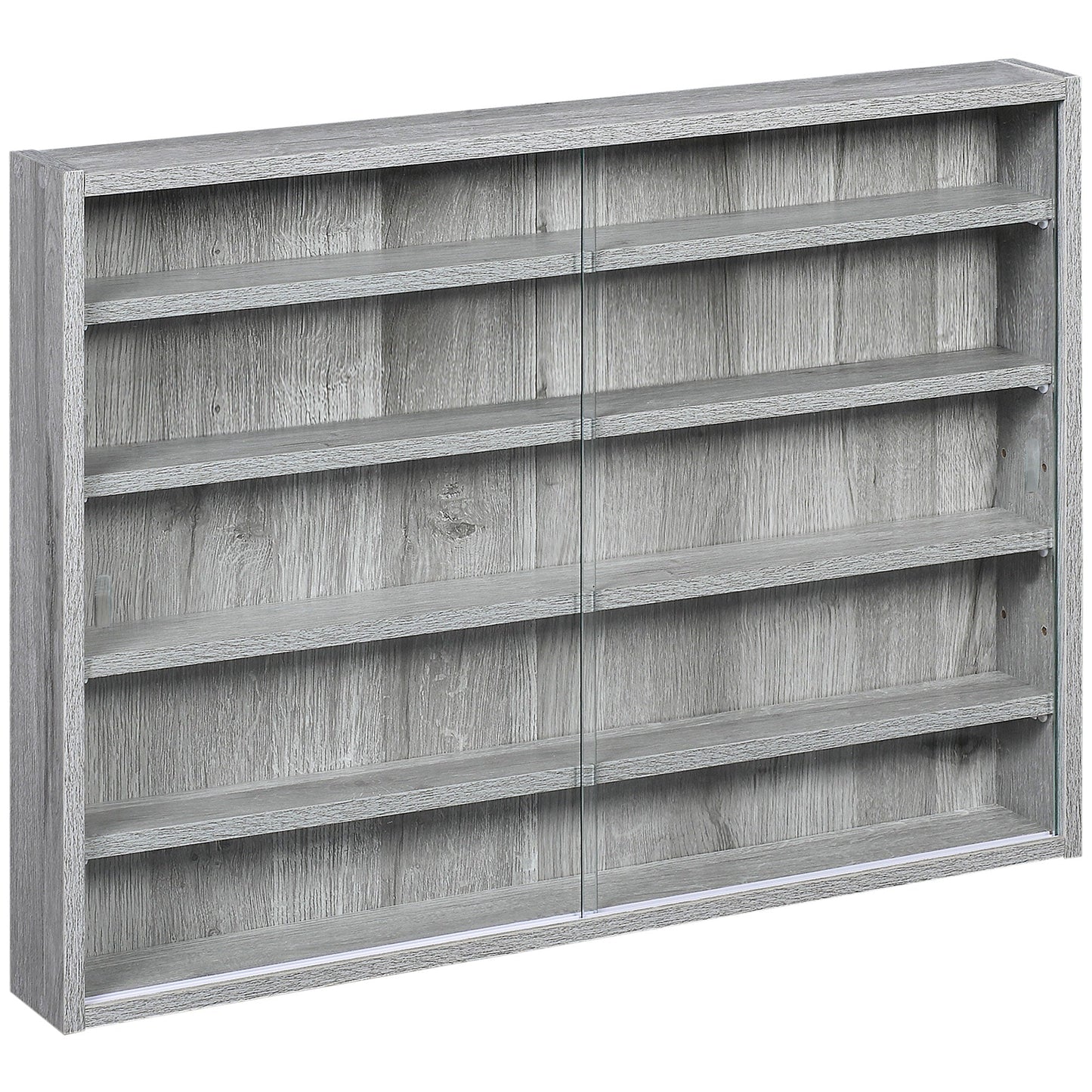 5-Storey Wall Shelf Display Cabinet, Shot Glass Display Case, Glass Curio Cabinet with 2 Glass Doors and 4 Adjustable Shelves, Grey Display Bookshelves Grey  at Gallery Canada