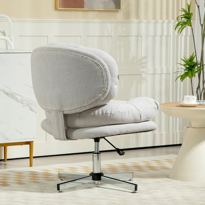 Computer Desk Chair, Armless Office Chair with Wide Padded Seat and Adjustable Height, Cream White Task Chairs   at Gallery Canada