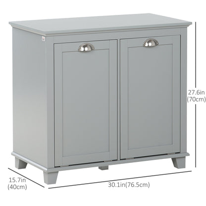 Tilt-Out Laundry Storage Cabinet, Bathroom Storage Organizer with Two-Compartment Tilt Out Hamper, Grey Bathroom Cabinets   at Gallery Canada