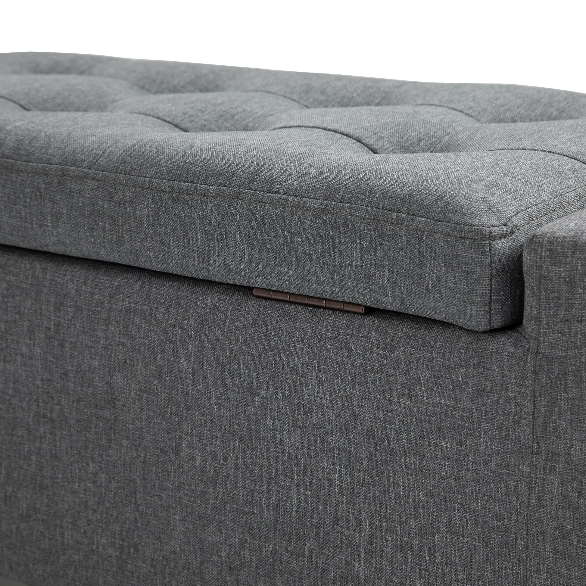 Storage Ottoman Bench, Linen Upholstered Bench with Tufted Design Storage Ottomans & Benches   at Gallery Canada