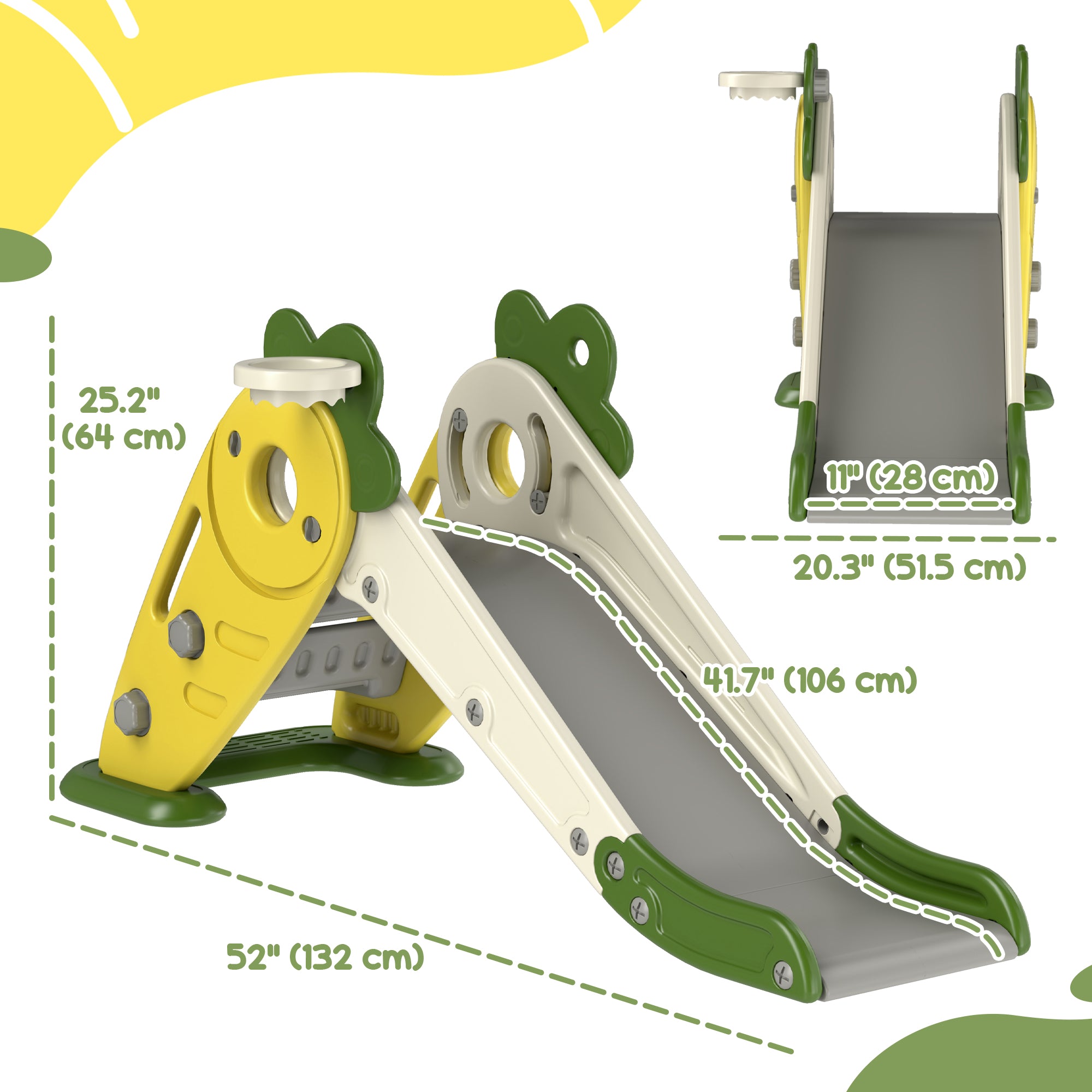 3 in 1 Foldable Toddler Slide with Basketball Hoop, Climber, for 1-3 Years Old, Yellow Gym Sets & Swings at Gallery Canada