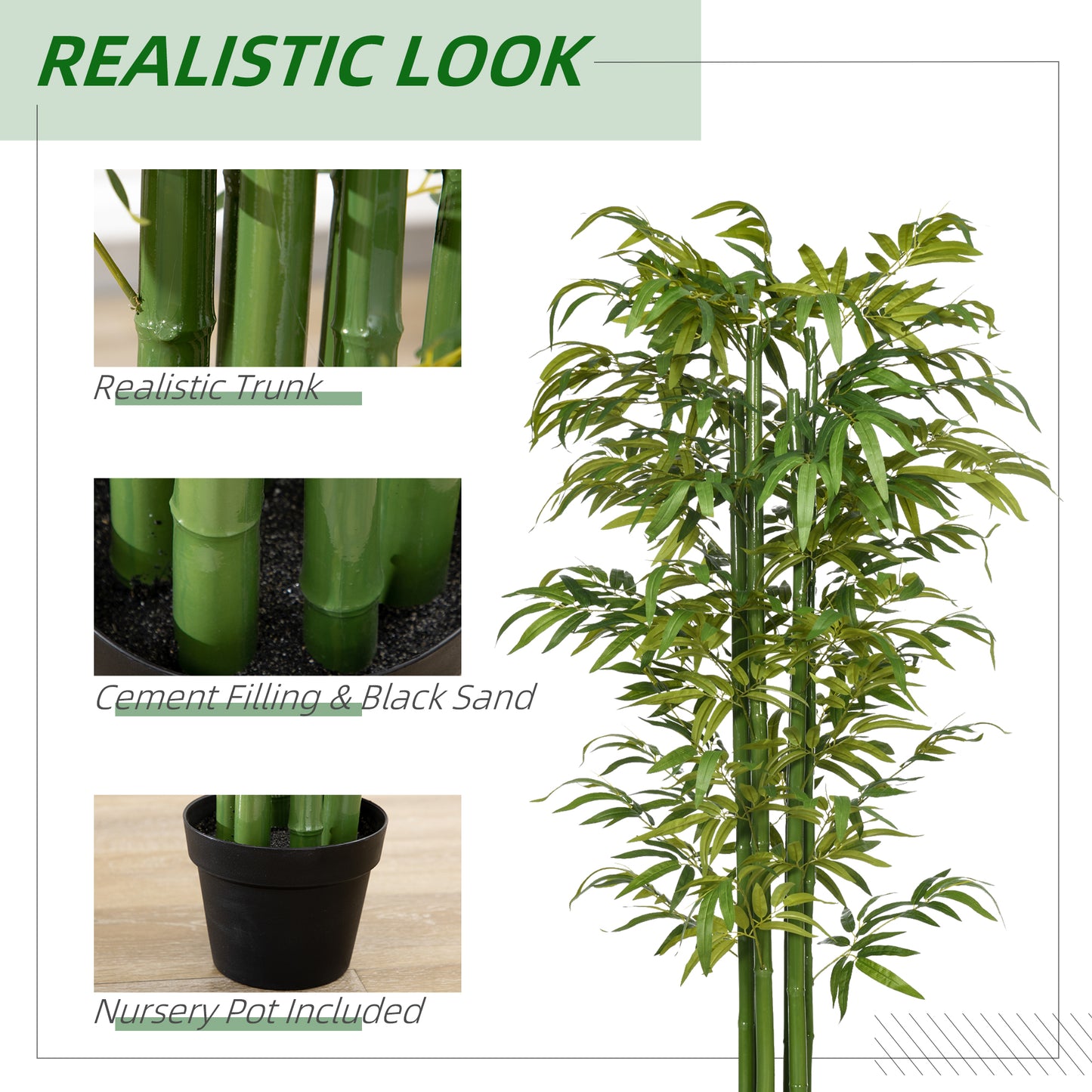 Set of 2 6 FT Artificial Tree Bamboo Tree Fake Plants in Pot for Home Office Living Room Decor, Green Artificial Trees   at Gallery Canada