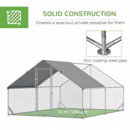 9.8' x 13.1' x 6.6' Chicken Coop Cage, Outdoor Hen House w/Cover &; Lockable Door Chicken Coops   at Gallery Canada