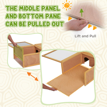 Wooden Tortoise Enclosure with Two Room Design, for Indoor Use, 37" x 25" x 13", Nature Wood Houses & Habitats   at Gallery Canada