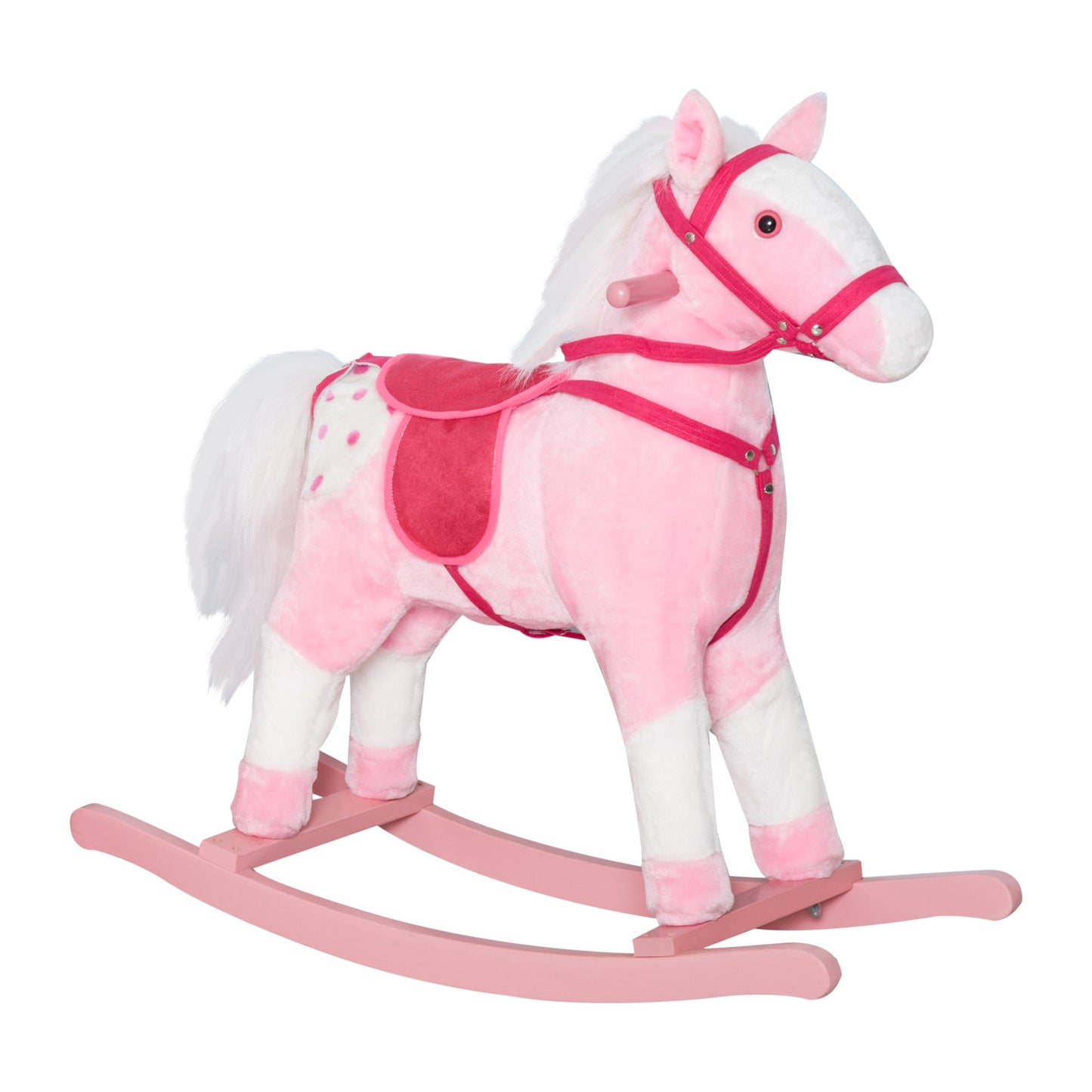 Rocking Horse Plush Pony Children Kid Ride on Toy w/ Realistic Sound (Light Pink) Rocking Horses Multi Colour  at Gallery Canada