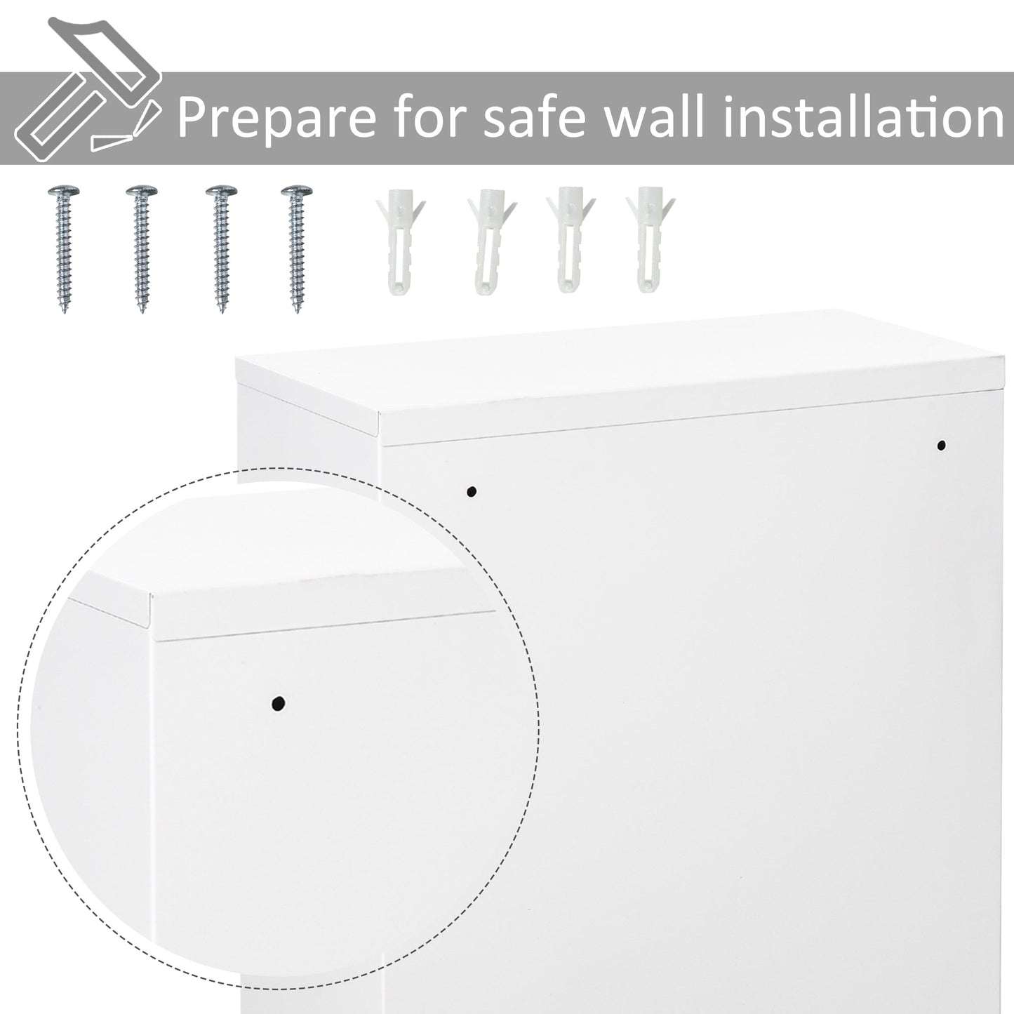 Wall Mount Medicine Cabinet 3 Tier Steel Emergency Box for Bathroom, Lockable with 2 Keys, White Wall Mounted Cabinets   at Gallery Canada