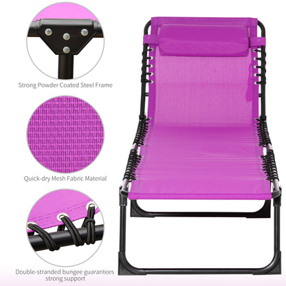 4-Level Adjustable Outdoor Folding Lounge Chair with Headrest, Purple Lounger Chairs   at Gallery Canada