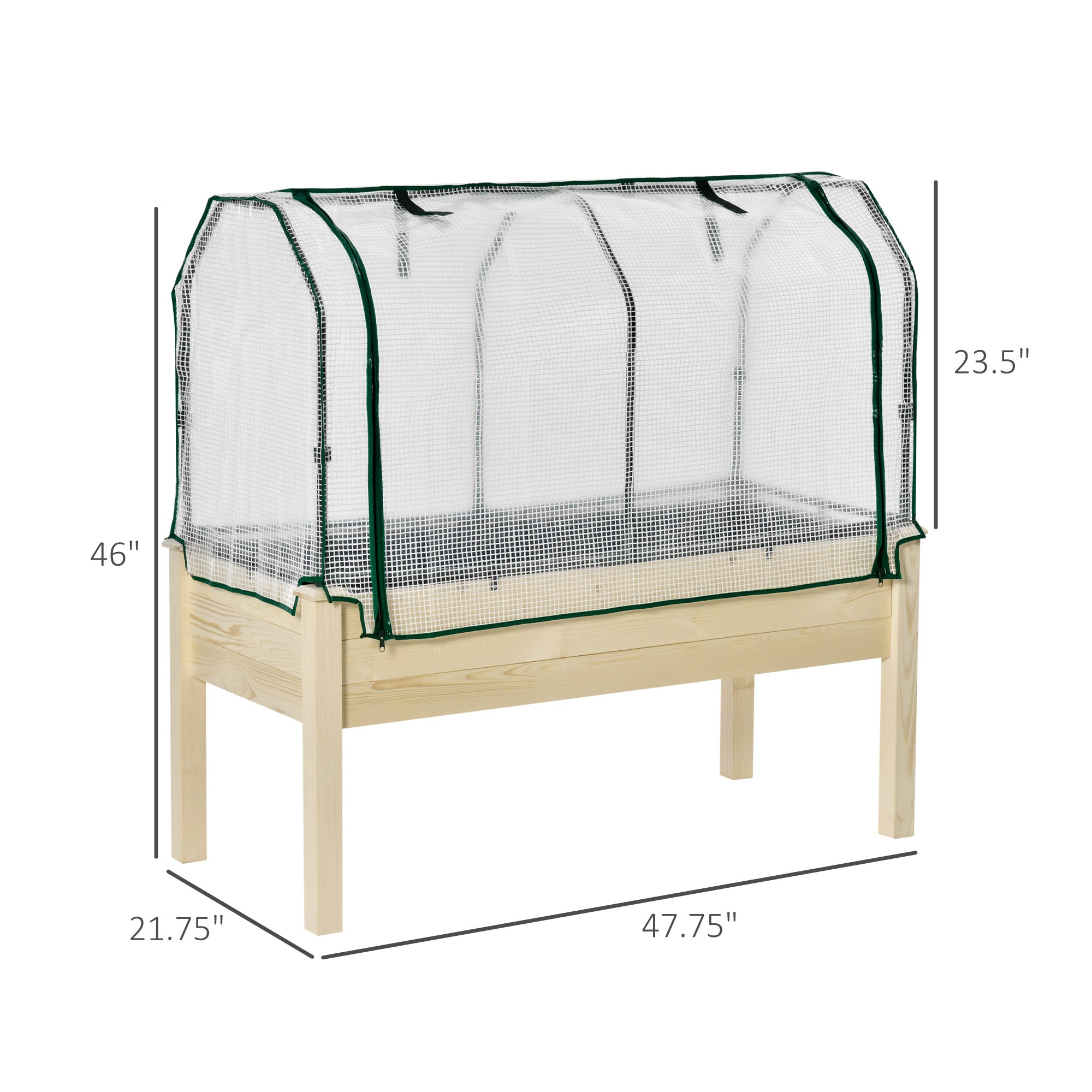 Elevated Wood Planter Box with PE Greenhouse Cover for Herbs & Veggies, Natural Elevated Garden Beds   at Gallery Canada