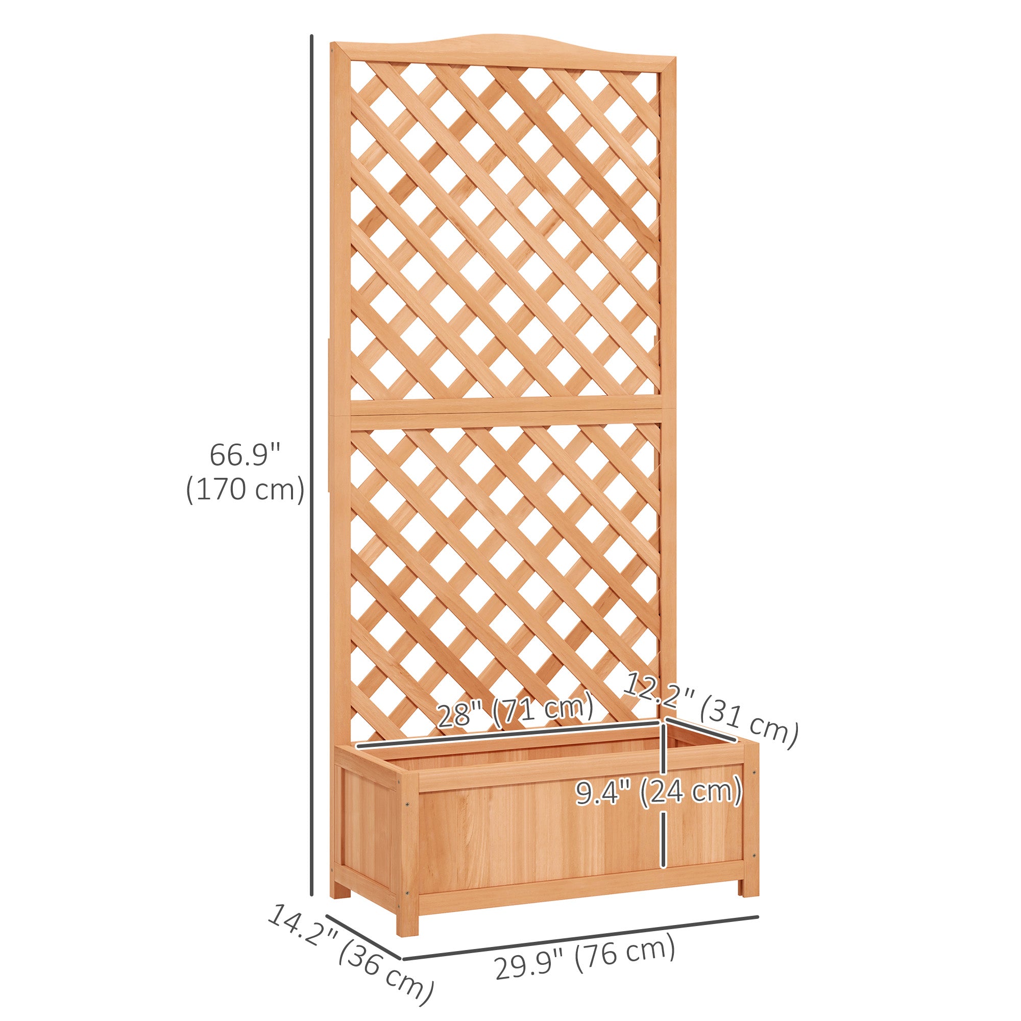 Wood Planter with Trellis for Vine Climbing, Raised Garden Bed to Grow Vegetables for Backyard, 30