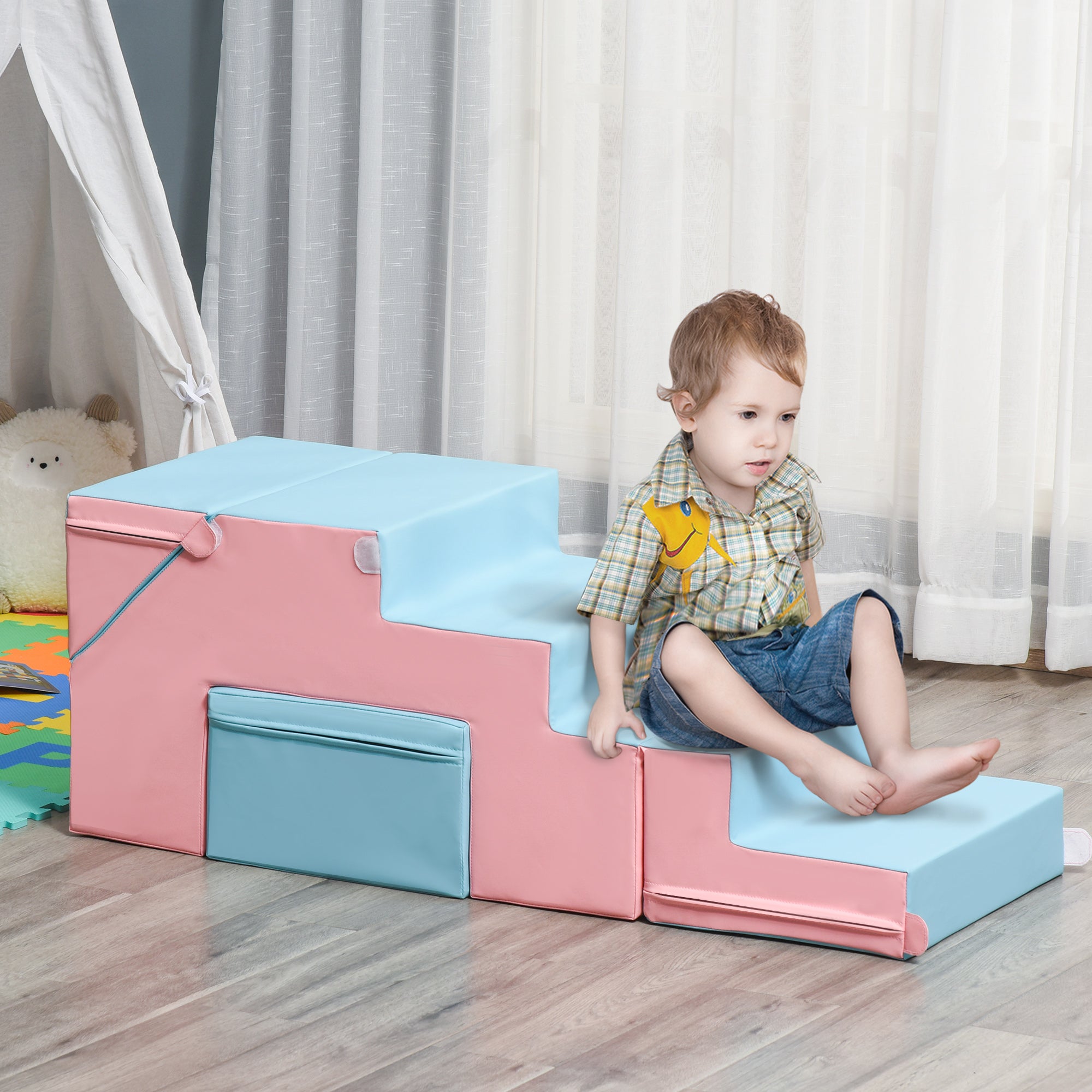 Kids Crawl and Climb Foam Play Set Toddler Nugget 2-Piece Interactive Set for Climbing, Crawling, Sliding Play Zone for Baby Preschooler 1-3 Years, Light Blue Baby Gym & Playmats at Gallery Canada