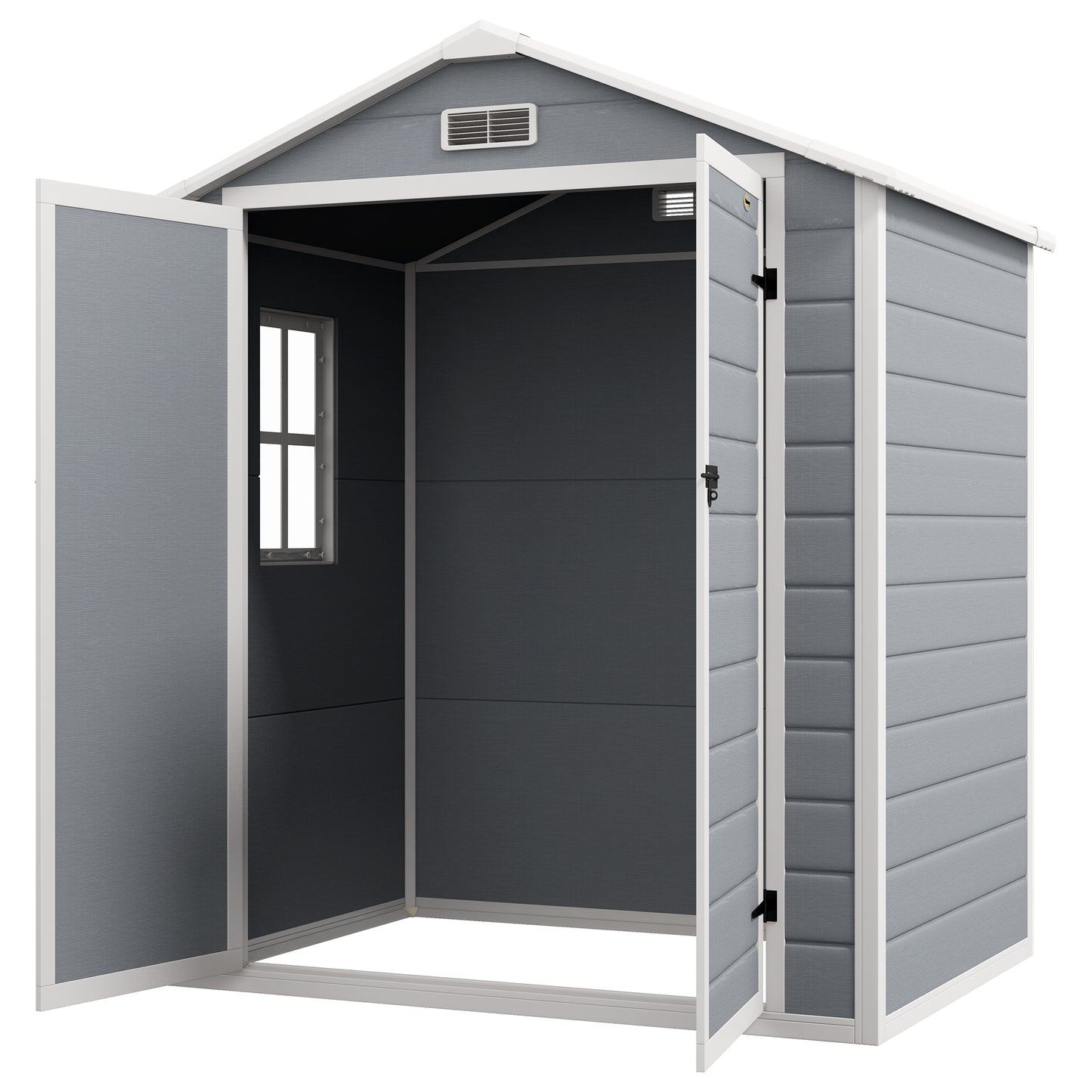 6x4.5FT Plastic Shed, Lockable Garden Tool Storage House with Double Doors and Vent, Grey Sheds Grey  at Gallery Canada