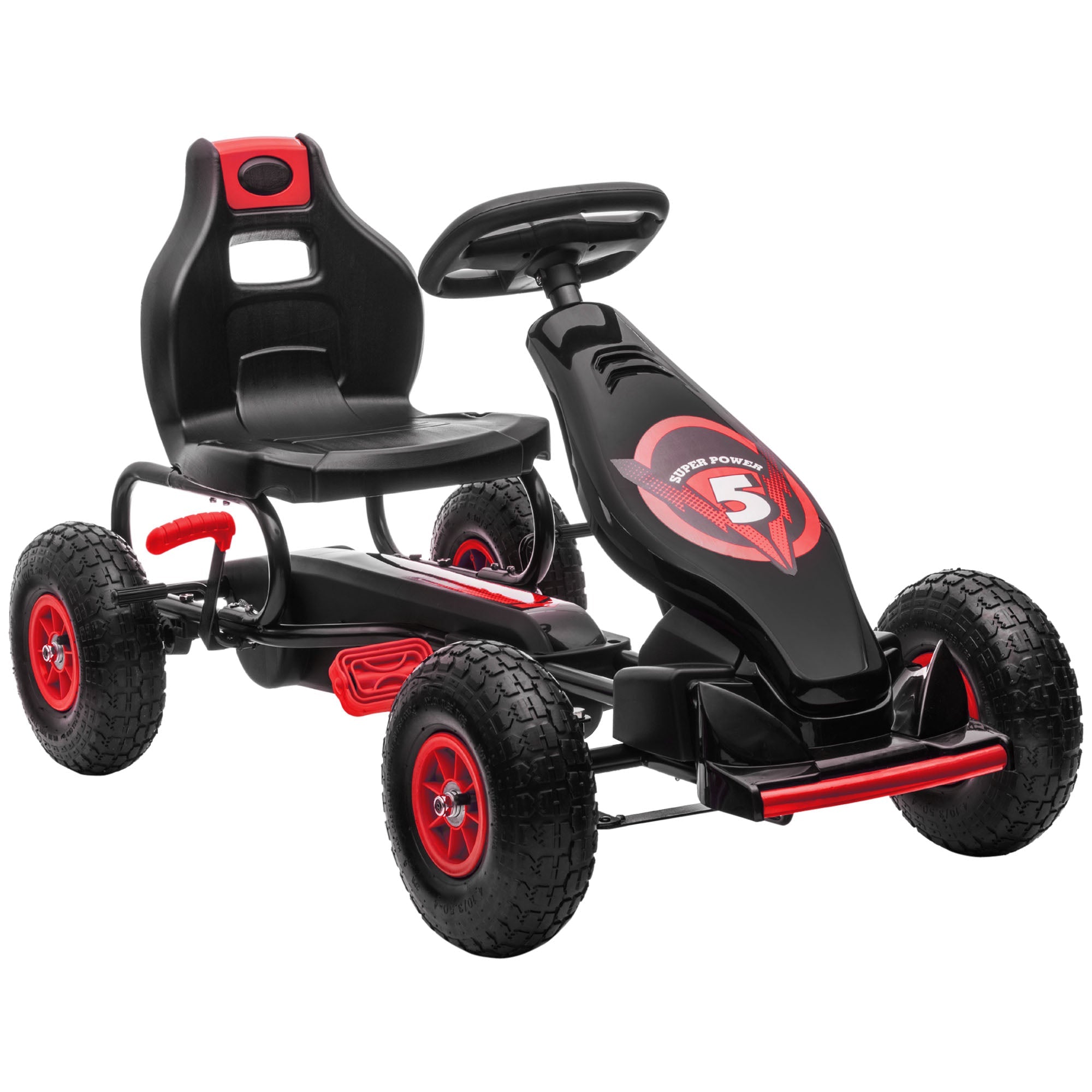 Ergonomic Kids Pedal Go Kart with Adjustable Seat, Rubber Wheels, Hand Brake, Ages 5-12, Red Pedal Go Karts for Kids Multi Colour  at Gallery Canada