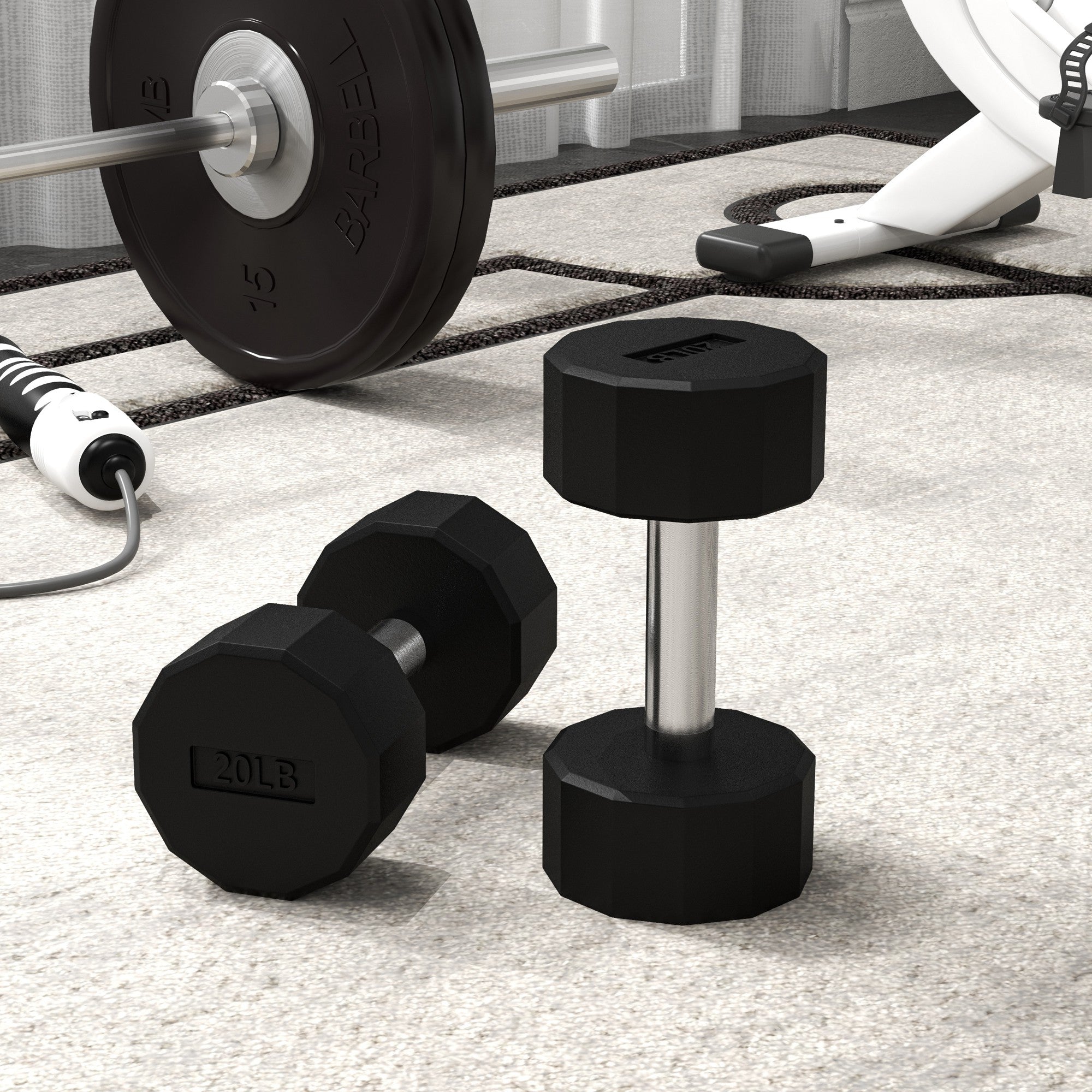 2 x 20lbs Dumbbells Set with Non-Slip Grip, Rubber Covered Weights for Men Women Home Gym Workout Dumbbells & Barbells at Gallery Canada