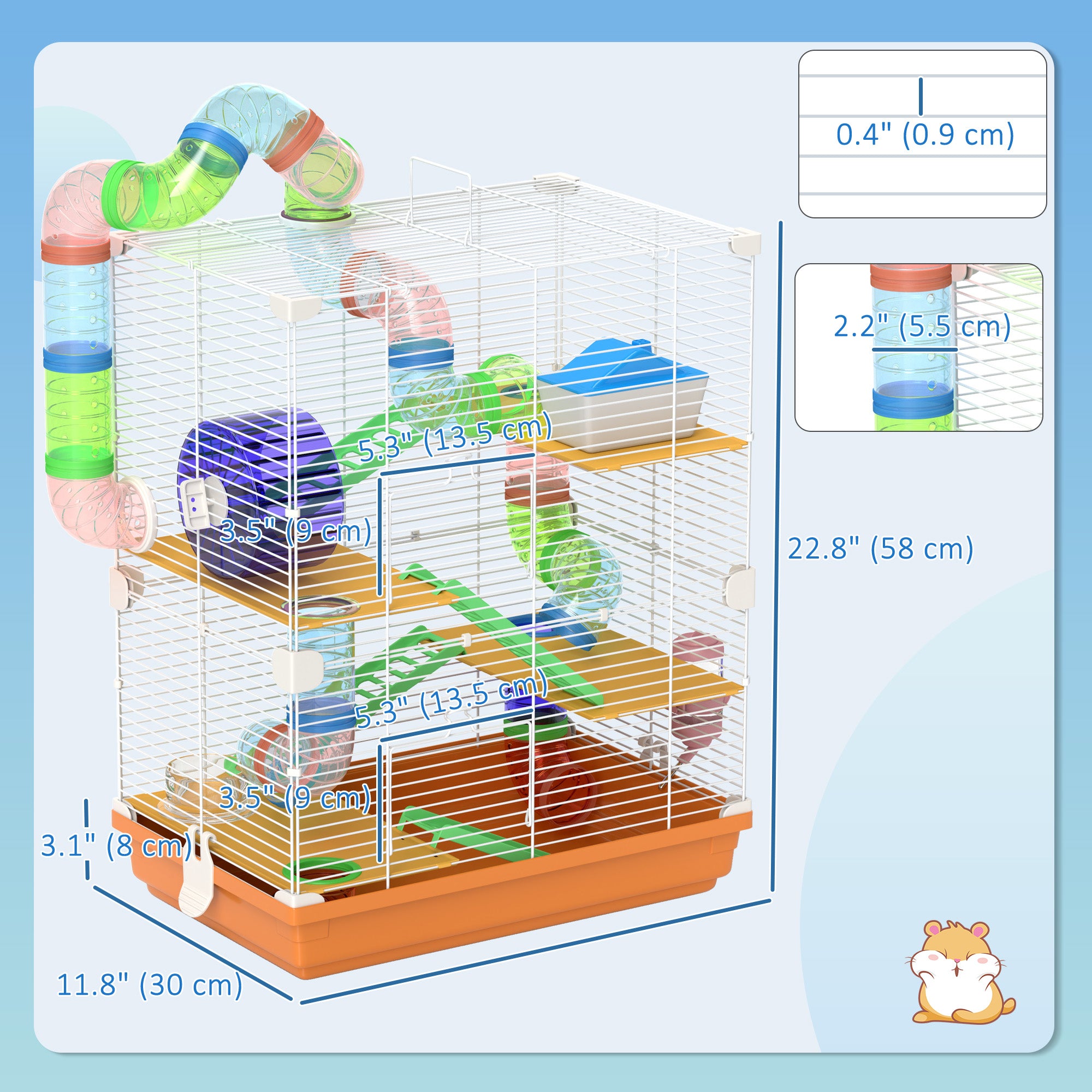 5 Tiers Hamster Cage Portable with Exercise Wheels Play Tube Water Bottle Dishes House Ladder for Gerbils, Orange Hamster Cages at Gallery Canada